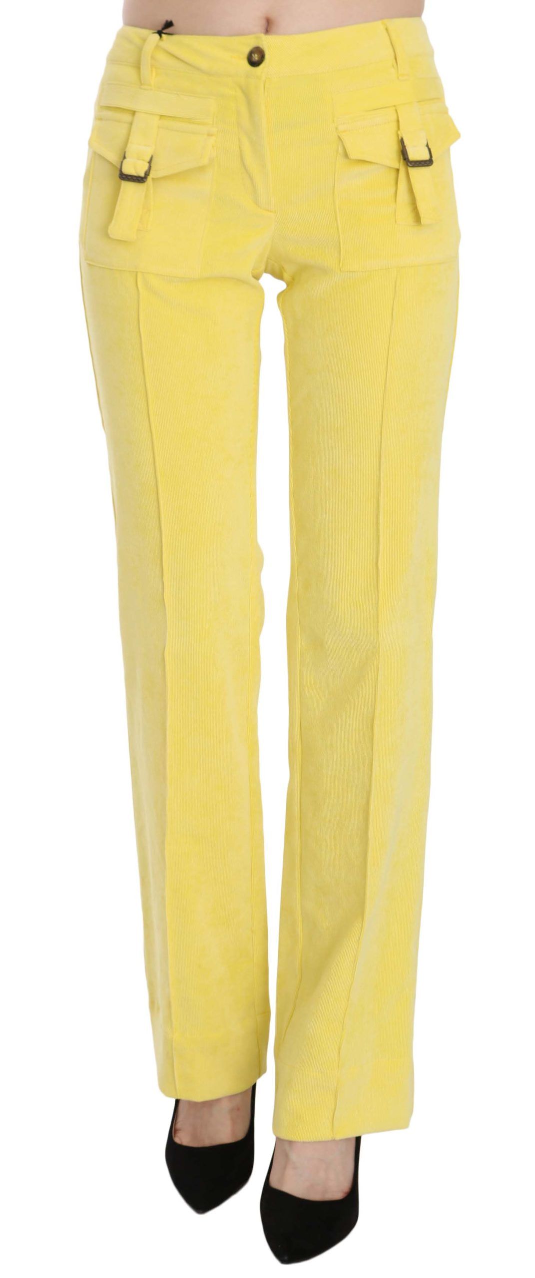 Just Cavalli – Schicke Cordhose mit mittlerer Taille in Gelb