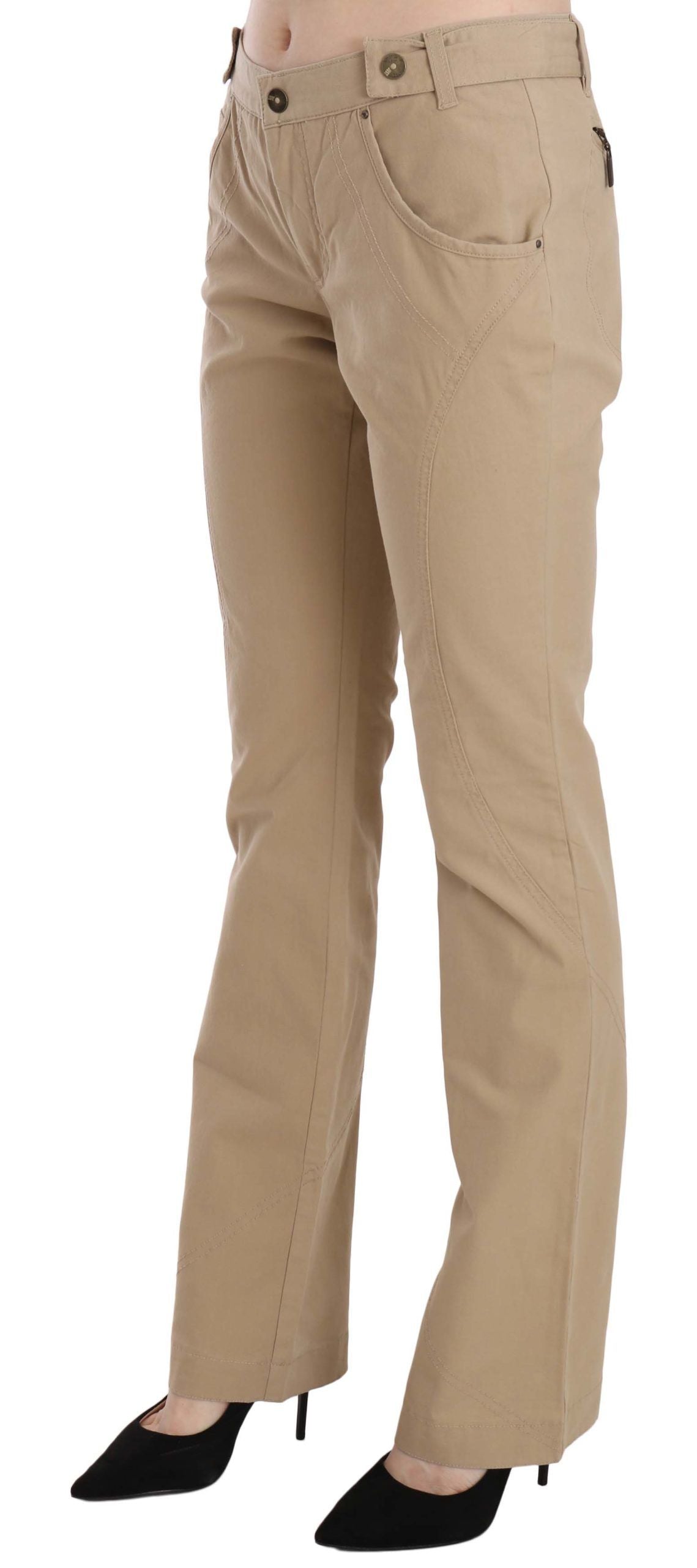 Just Cavalli Beige Hose mit geradem Bein und mittlerer Taille
