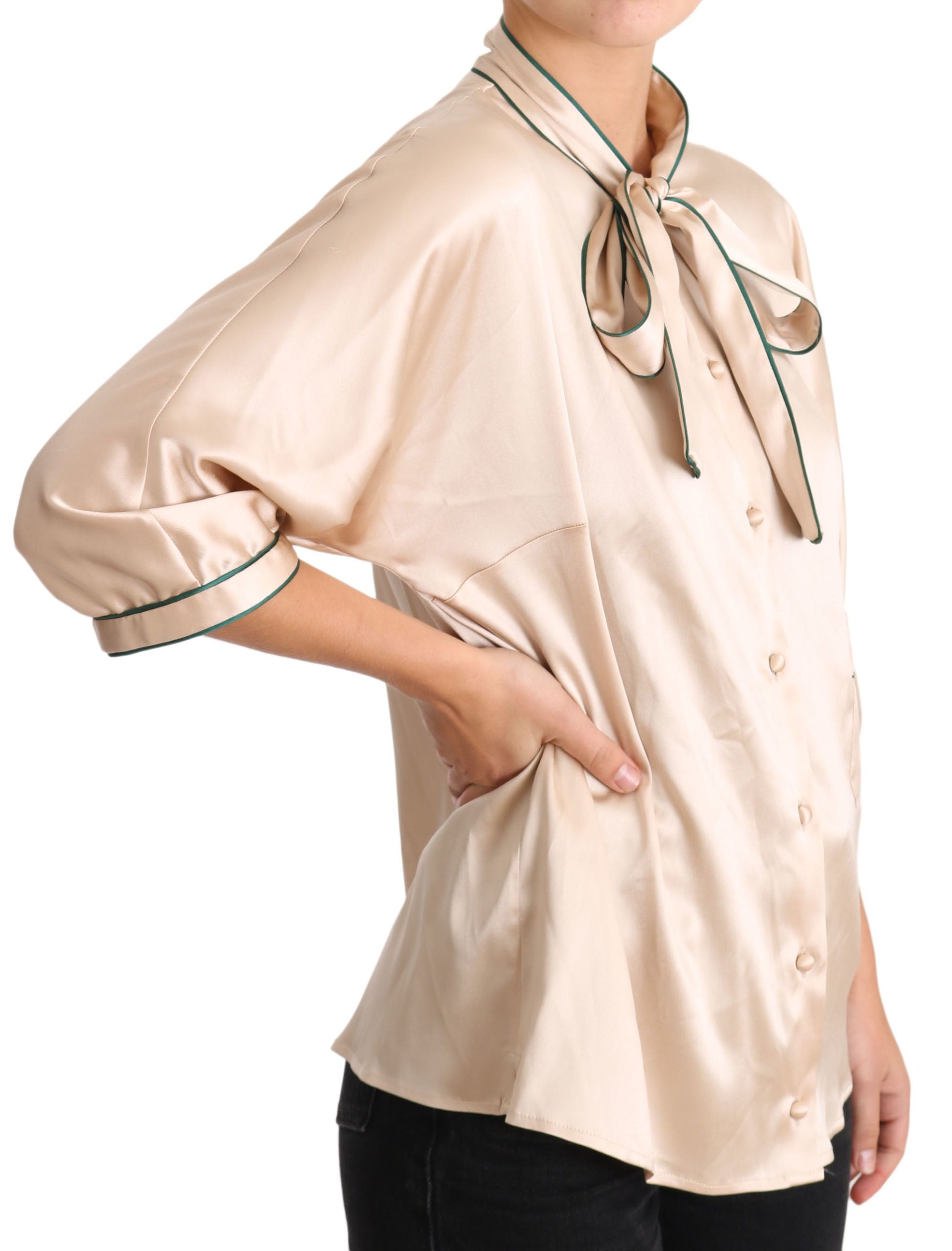 Dolce &amp; Gabbana Elegantes Blusentop aus Seidenmischung in Beige