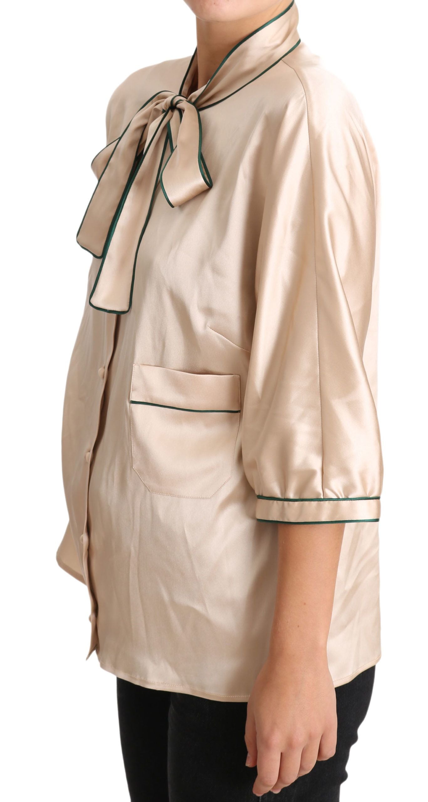 Dolce &amp; Gabbana Elegantes Blusentop aus Seidenmischung in Beige