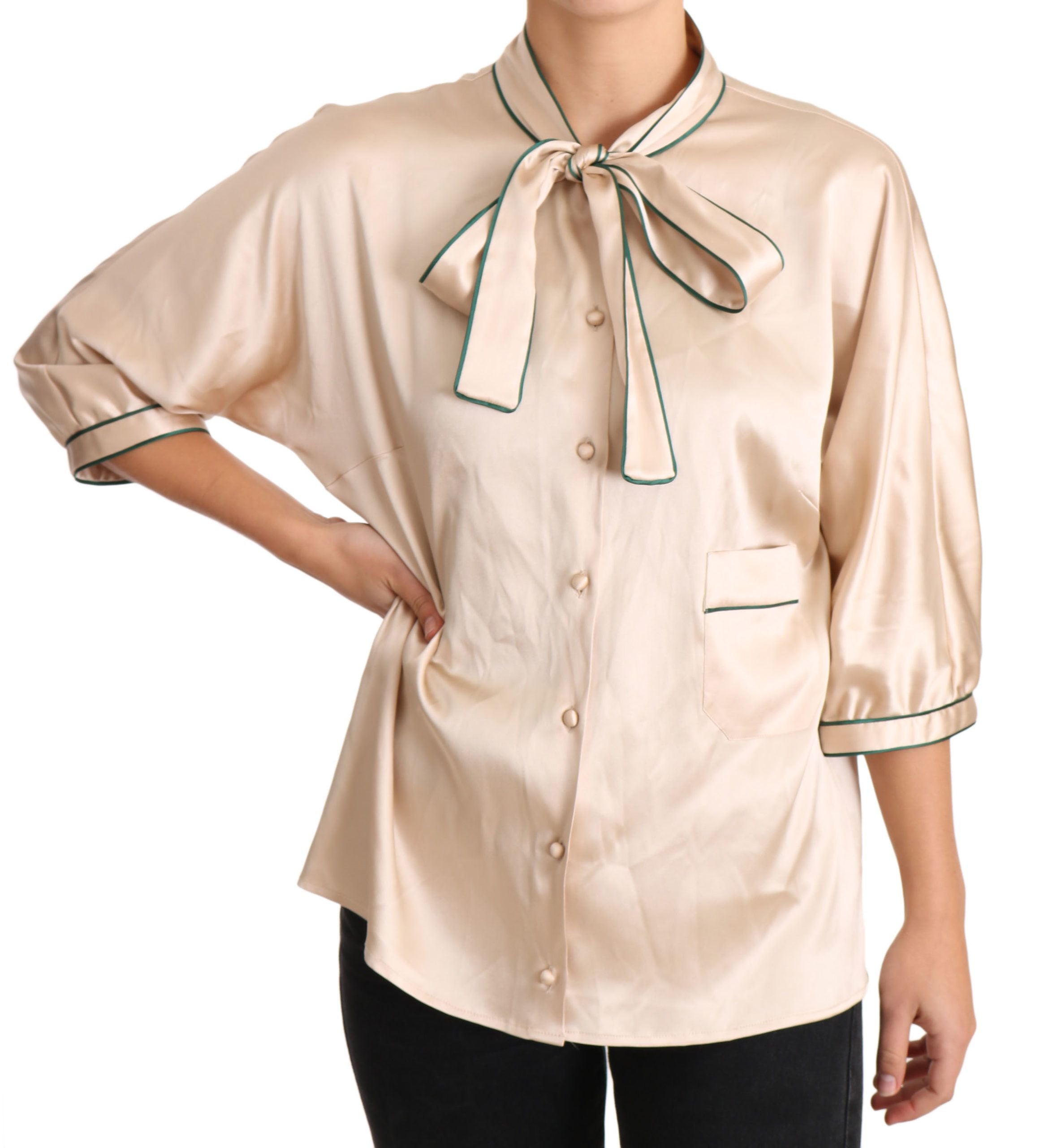 Dolce &amp; Gabbana Elegantes Blusentop aus Seidenmischung in Beige