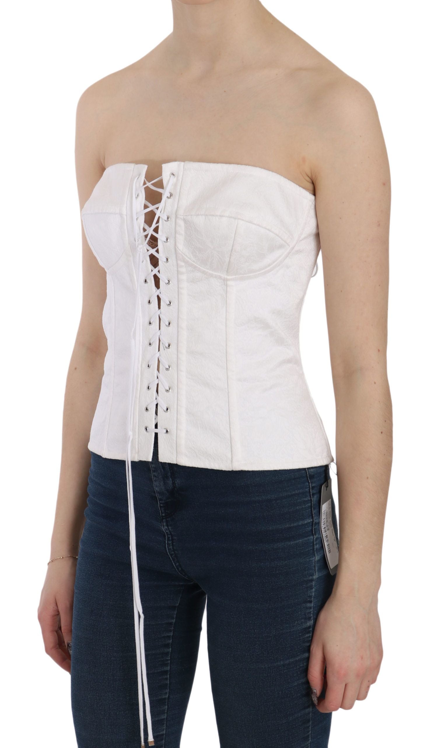 Dolce &amp; Gabbana – Elegantes, weißes, trägerloses Korsett-Top