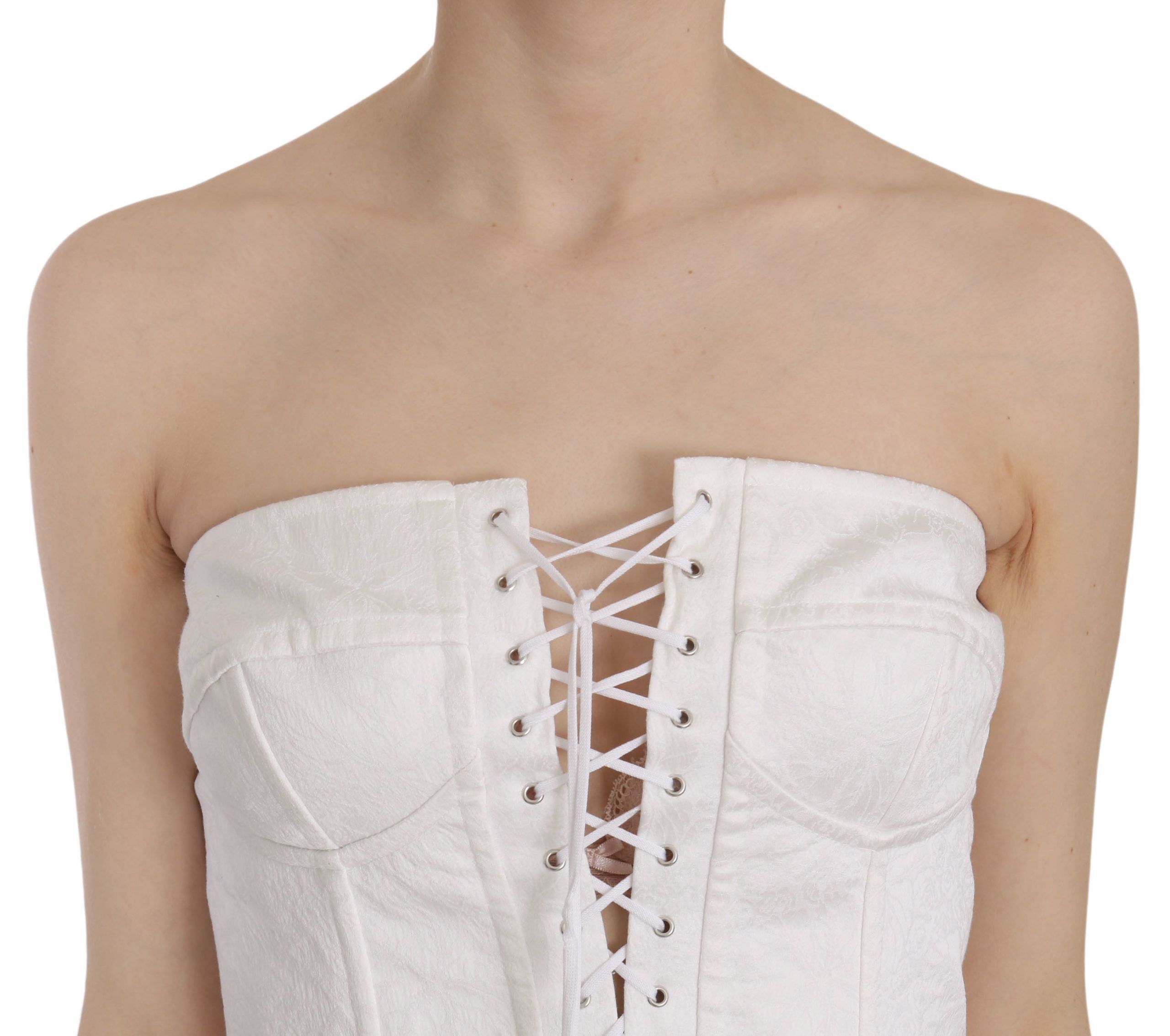 Dolce &amp; Gabbana – Elegantes, weißes, trägerloses Korsett-Top