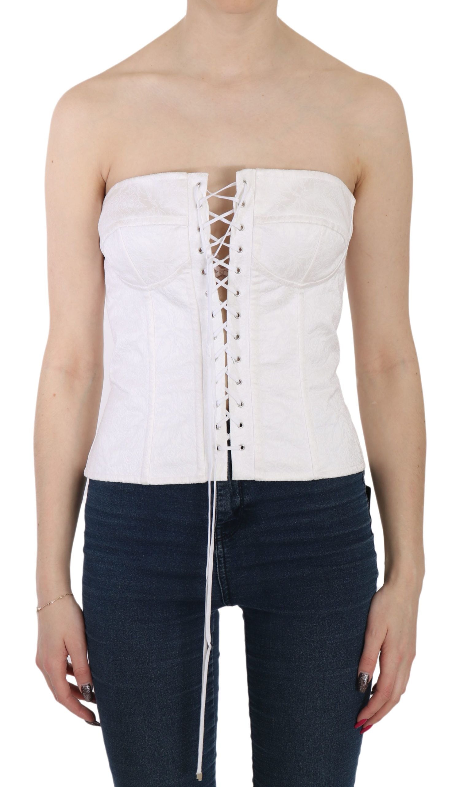 Dolce &amp; Gabbana – Elegantes, weißes, trägerloses Korsett-Top