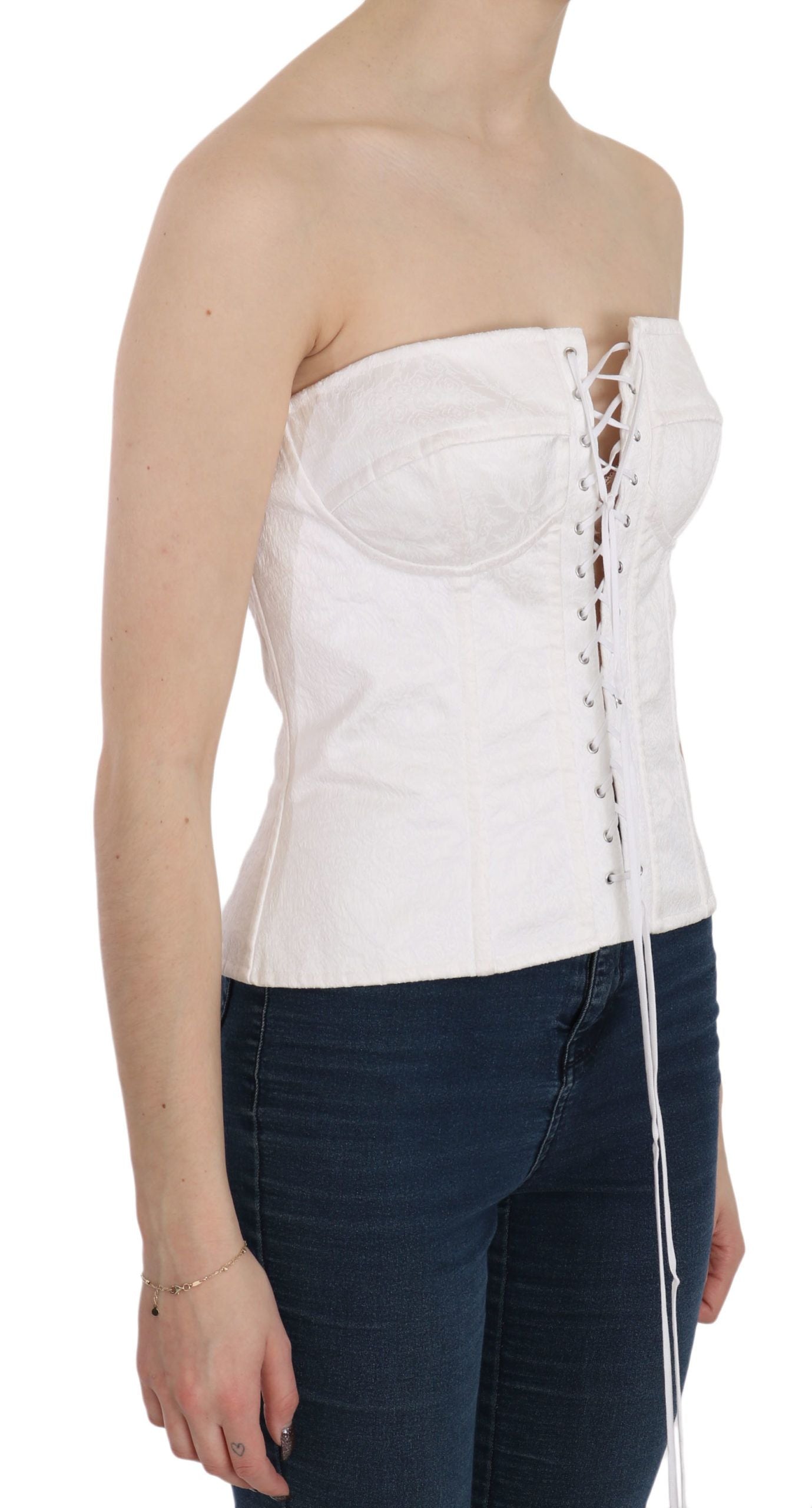 Dolce &amp; Gabbana – Elegantes, weißes, trägerloses Korsett-Top