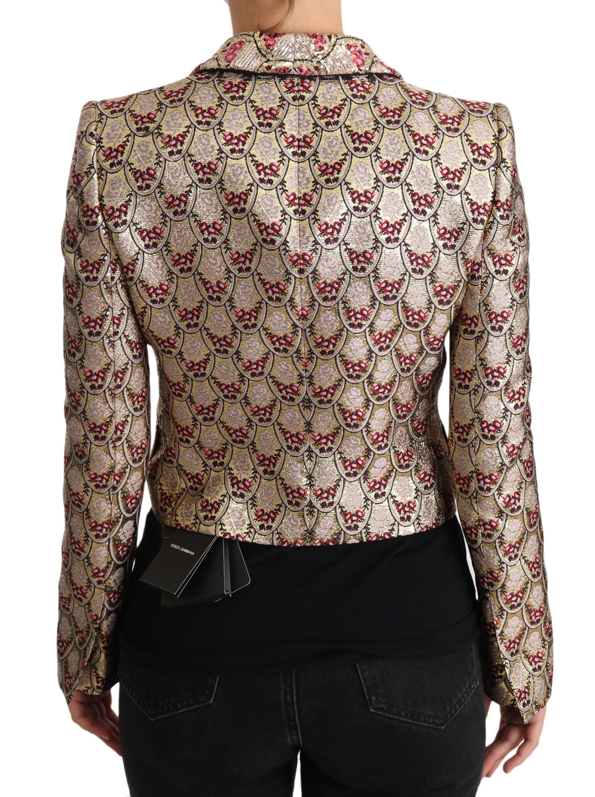 Dolce &amp; Gabbana – Blazerjacke mit glitzernden goldenen Blumenpailletten