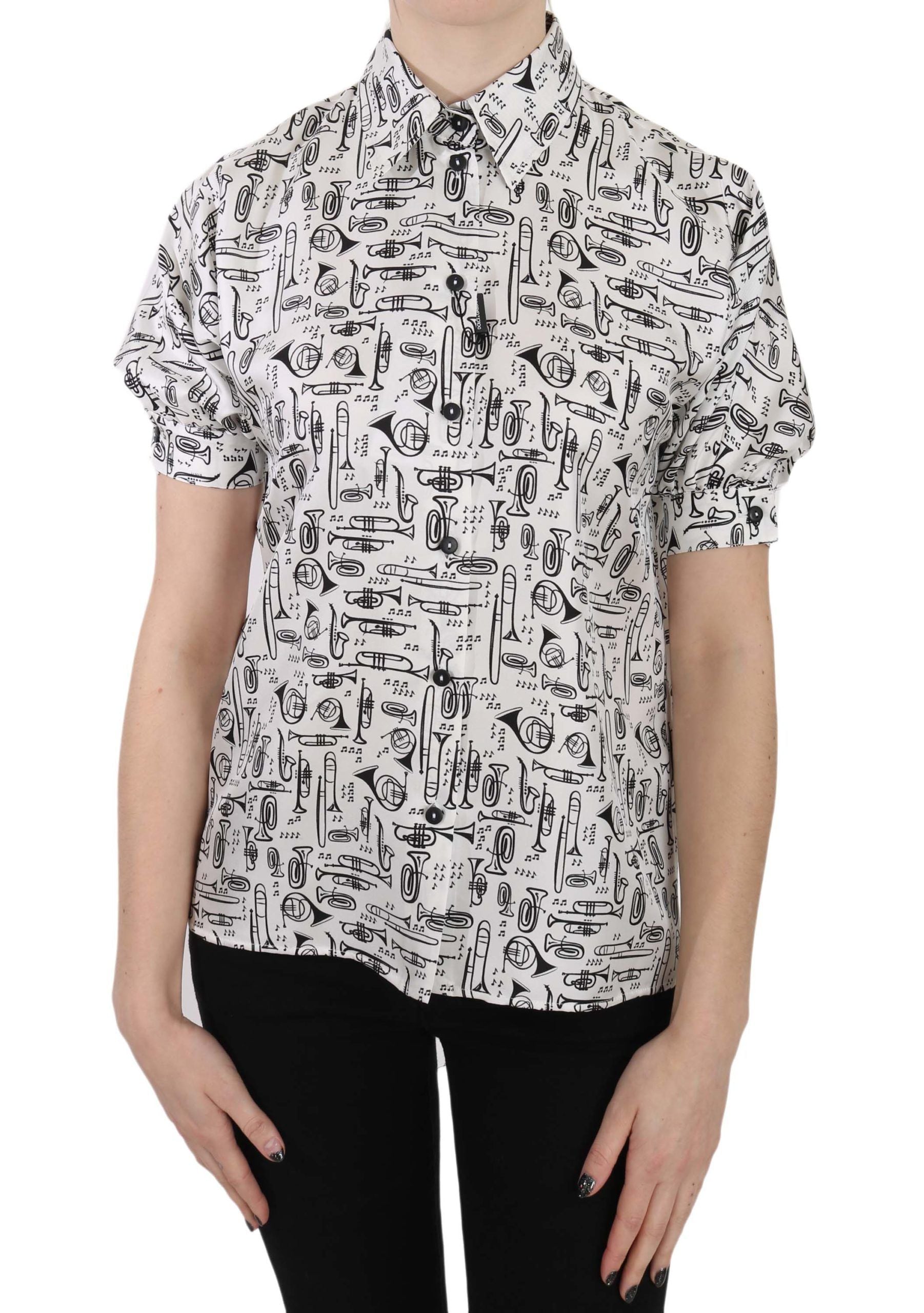 Dolce &amp; Gabbana Elegante Seidenbluse mit Trompetendruck