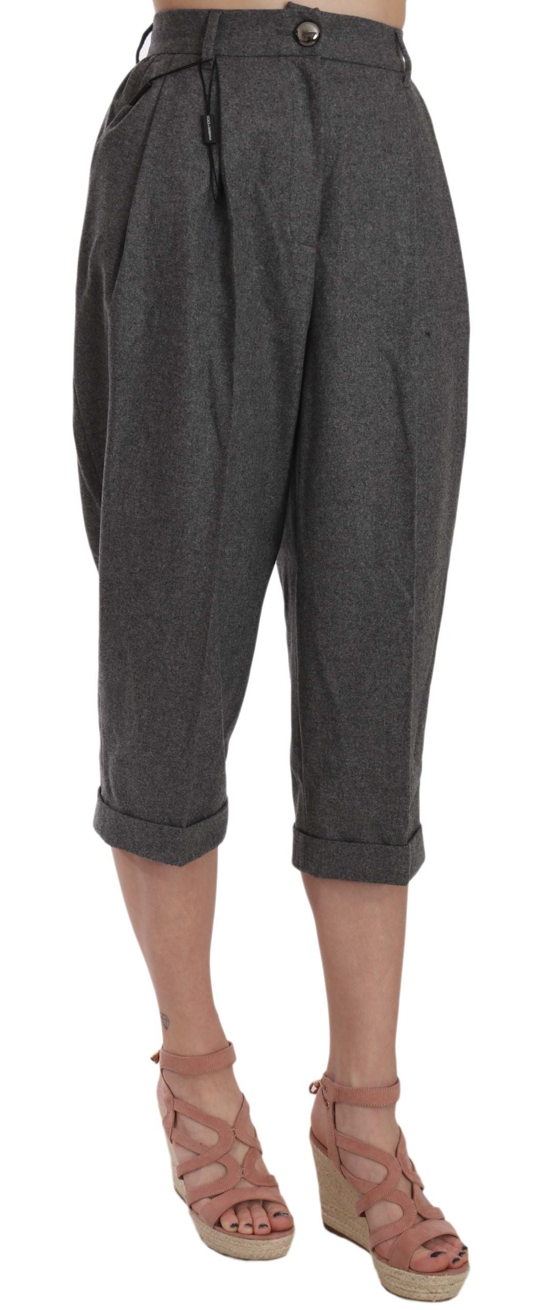 Dolce &amp; Gabbana Elegante graue Woll-Kaschmir-Bündchenhose