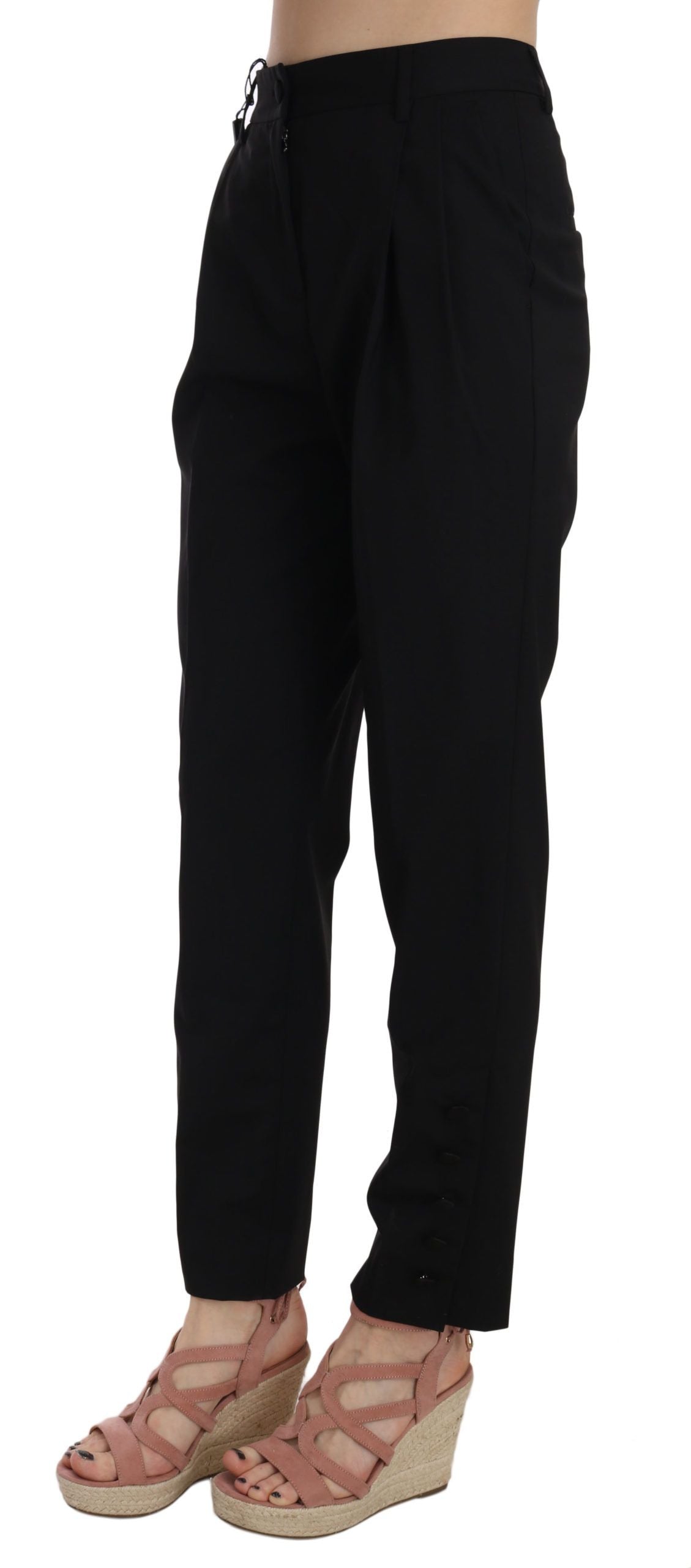 Pantaloni Dolce &amp; Gabbana negri, eleganți, plisați, conici