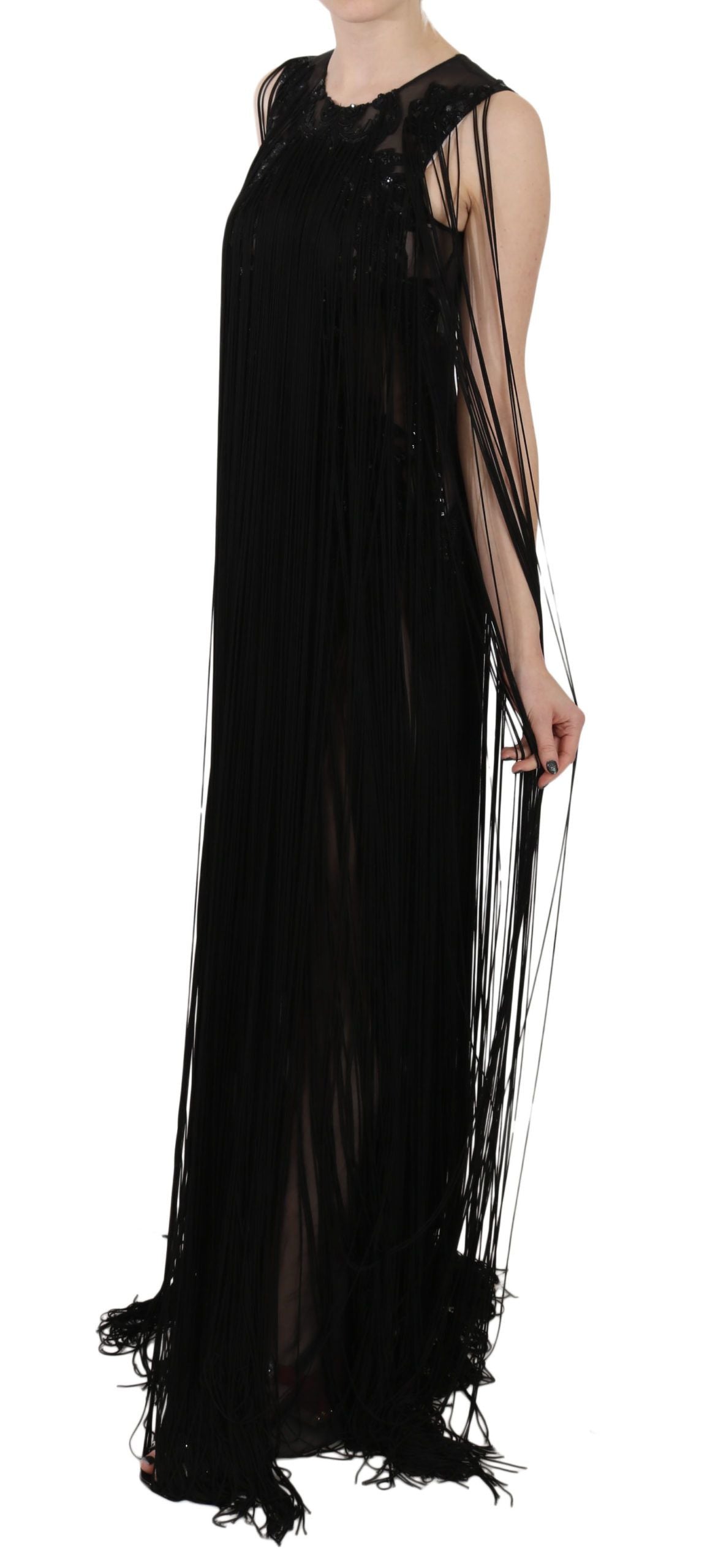 John Richmond – Elegantes Maxikleid mit transparenten Pailletten