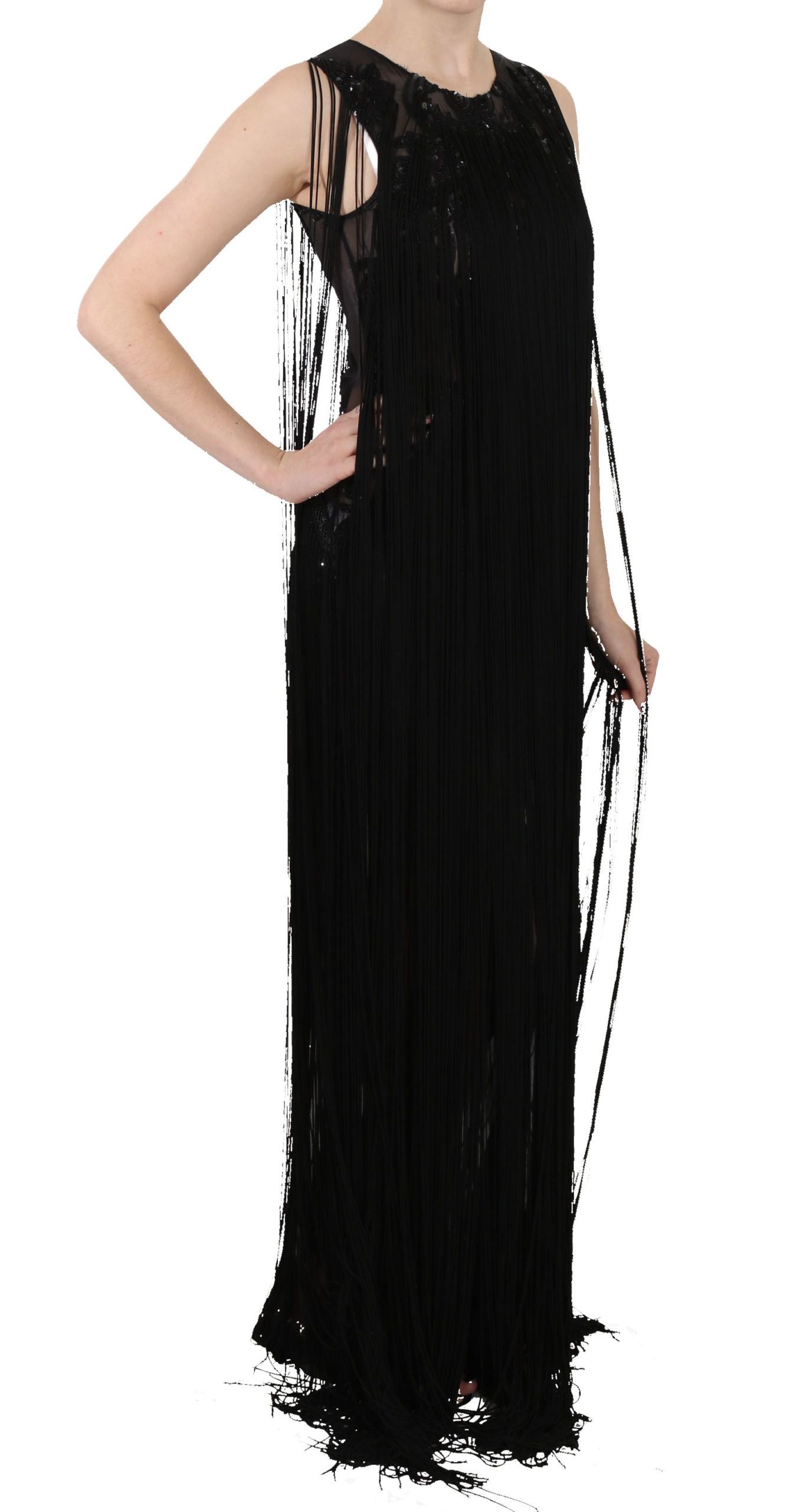 John Richmond – Elegantes Maxikleid mit transparenten Pailletten