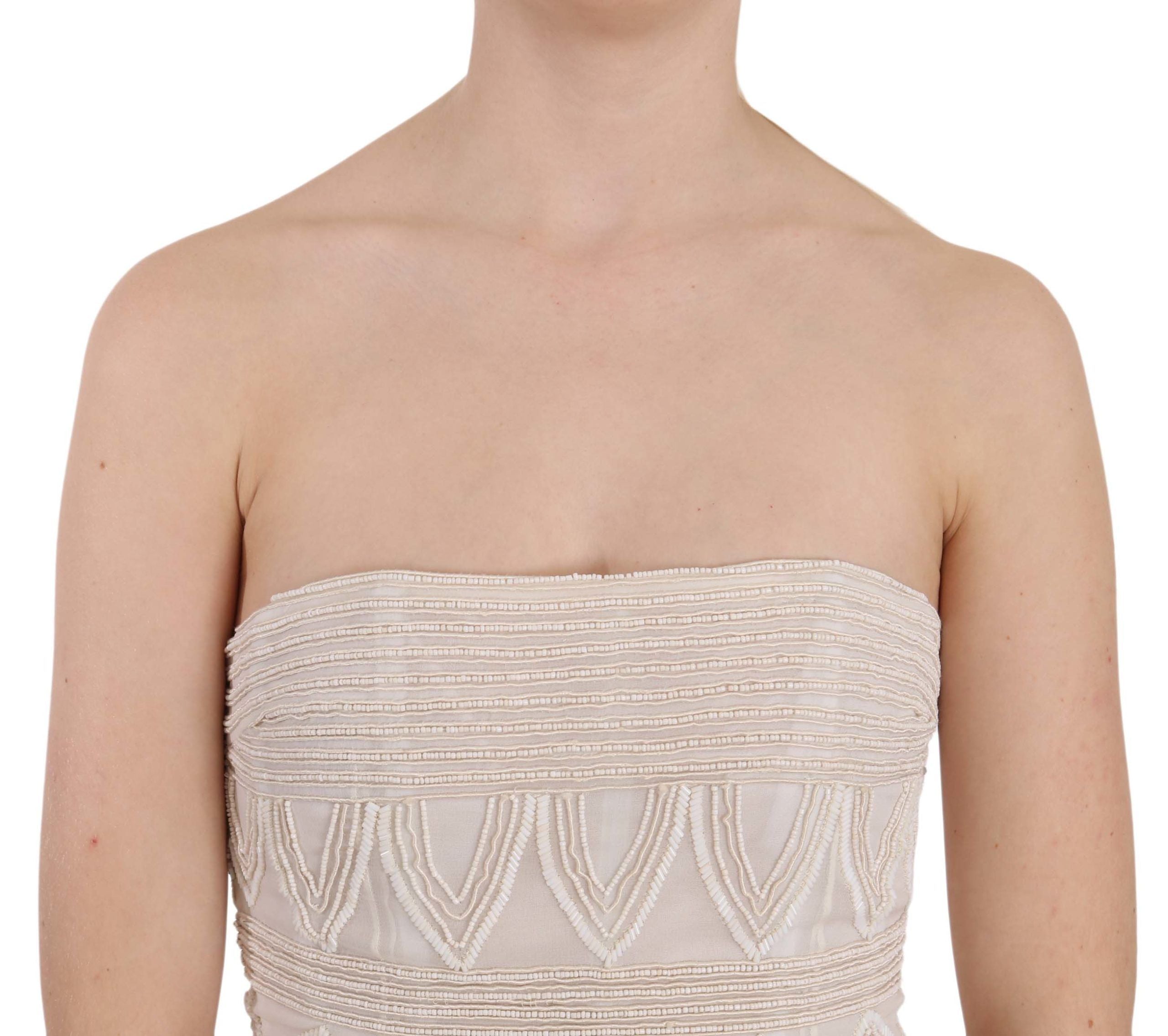 Rochie mini din mătase cu ornament bej elegant John Richmond