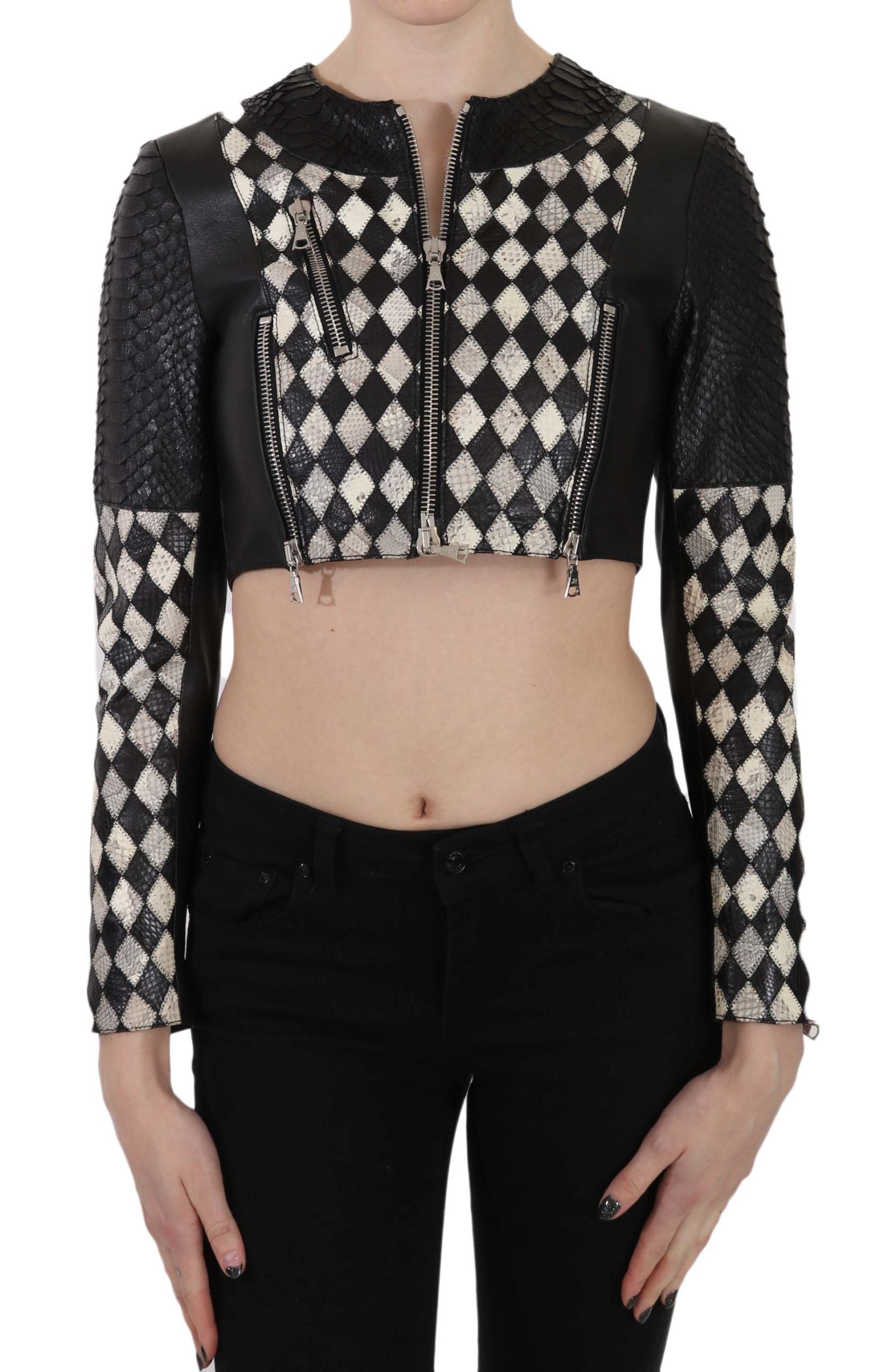 John Richmond – Schicke, kurze Lederjacke im Biker-Stil