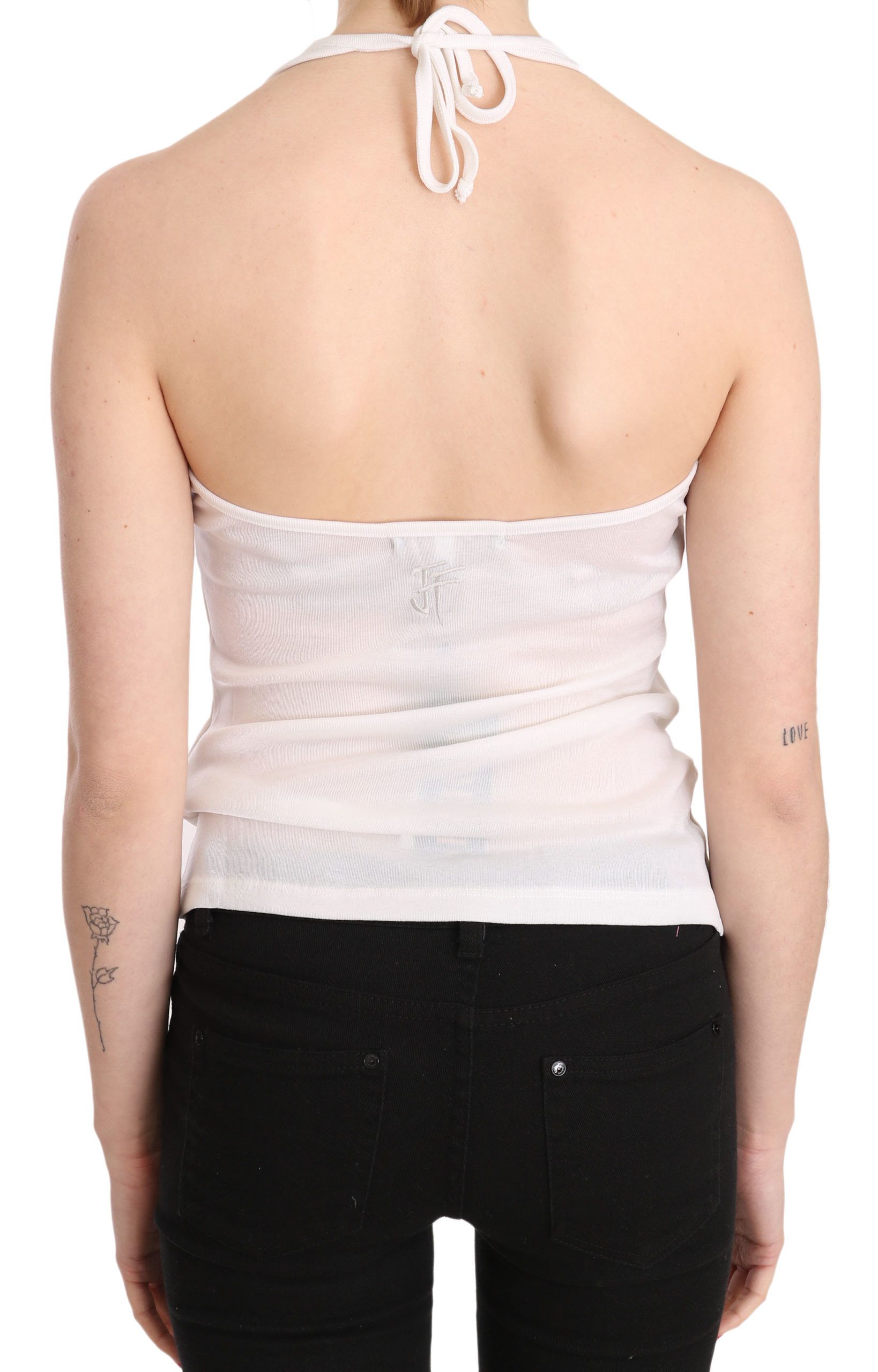 Maiou elegant GF Ferre alb, cu imprimeu halter, casual
