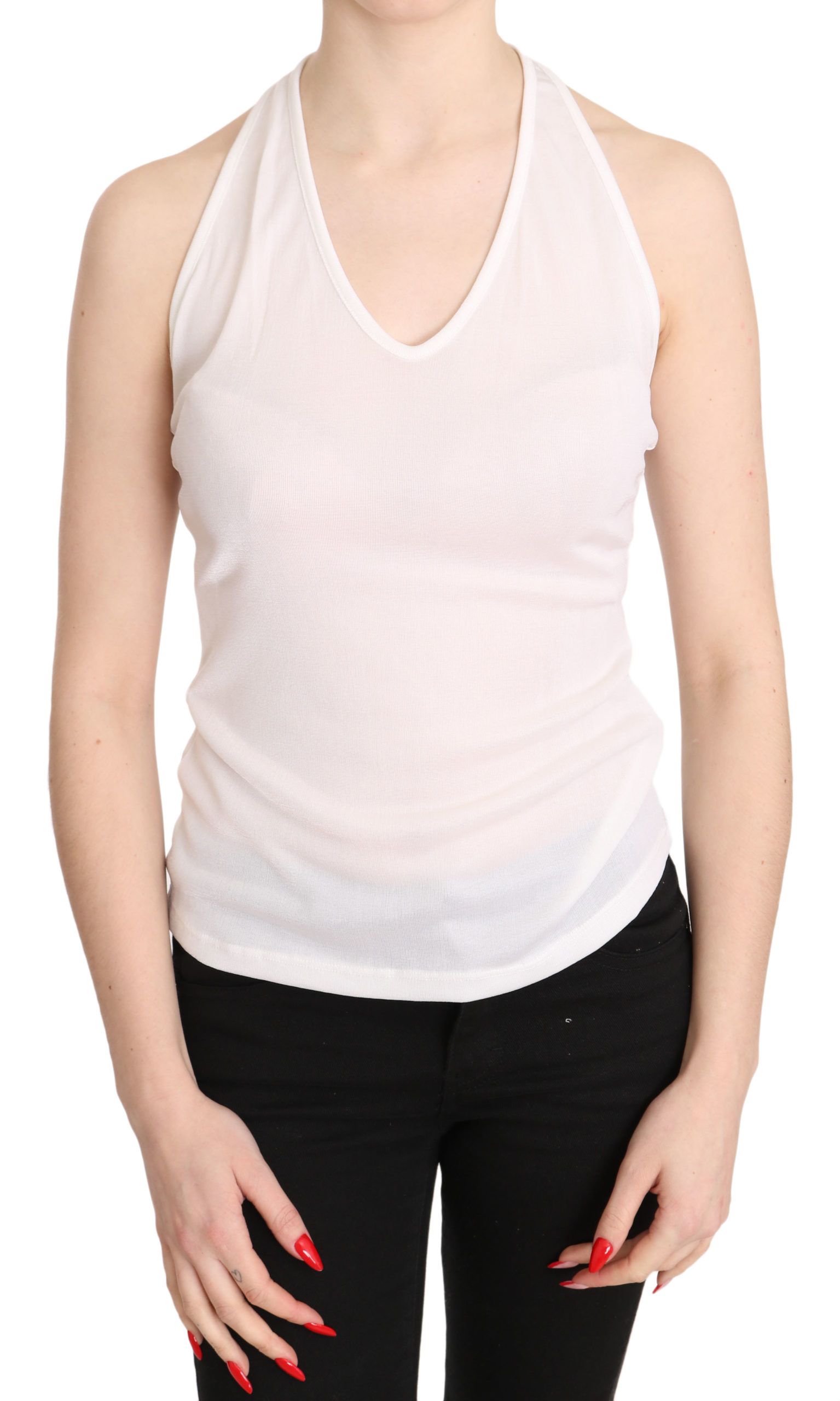 Maiou elegant GF Ferre alb, cu imprimeu halter, casual