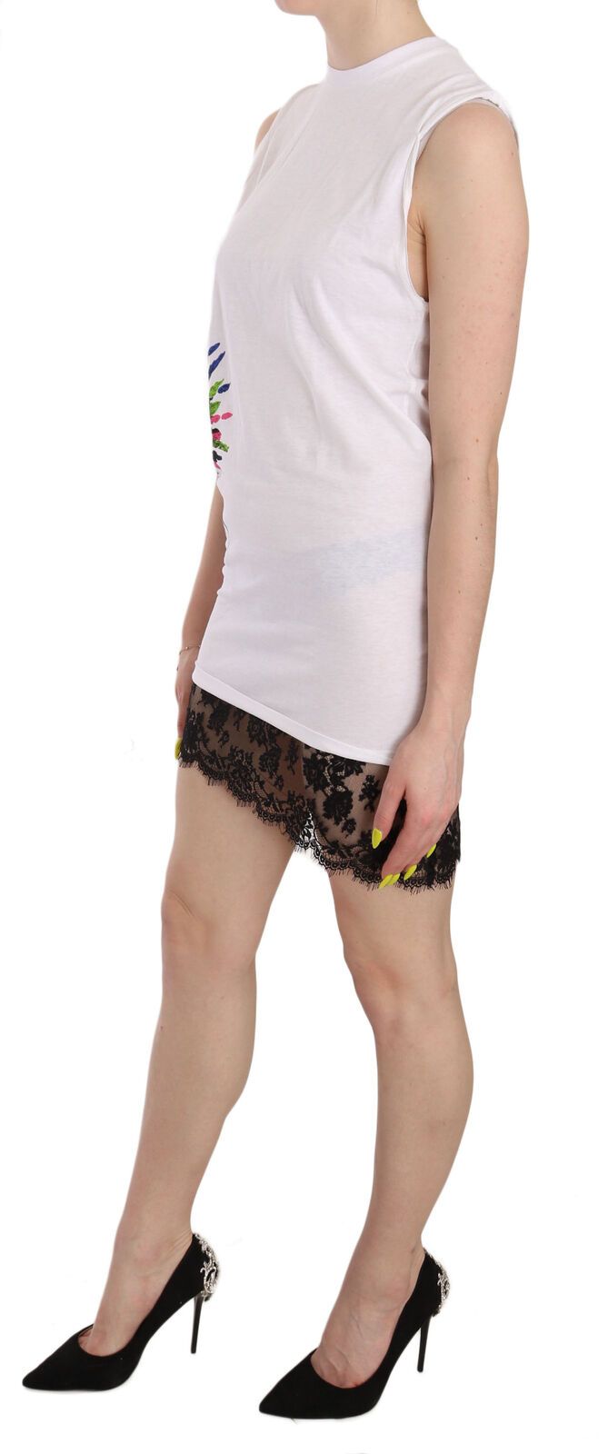 Rochie-tunică albă elegantă, fără mâneci, Dsquared²