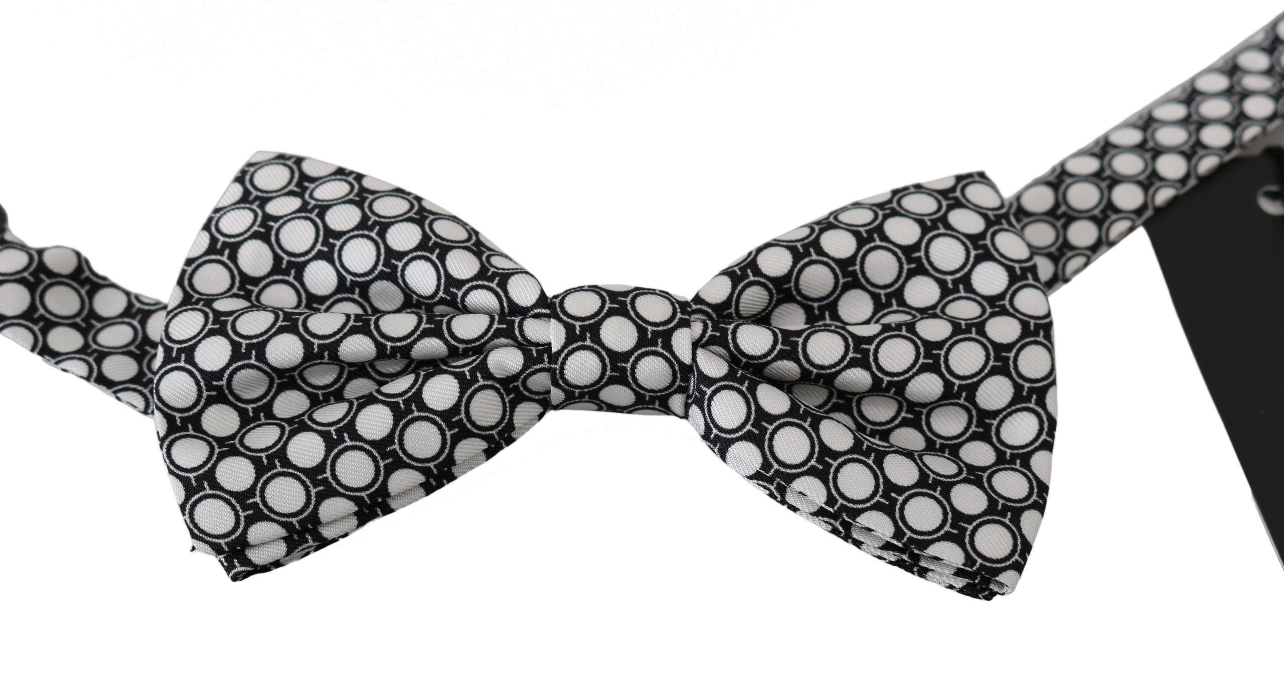 Dolce &amp; Gabbana Elegante schwarz-weiße Seidenfliege mit Kreis