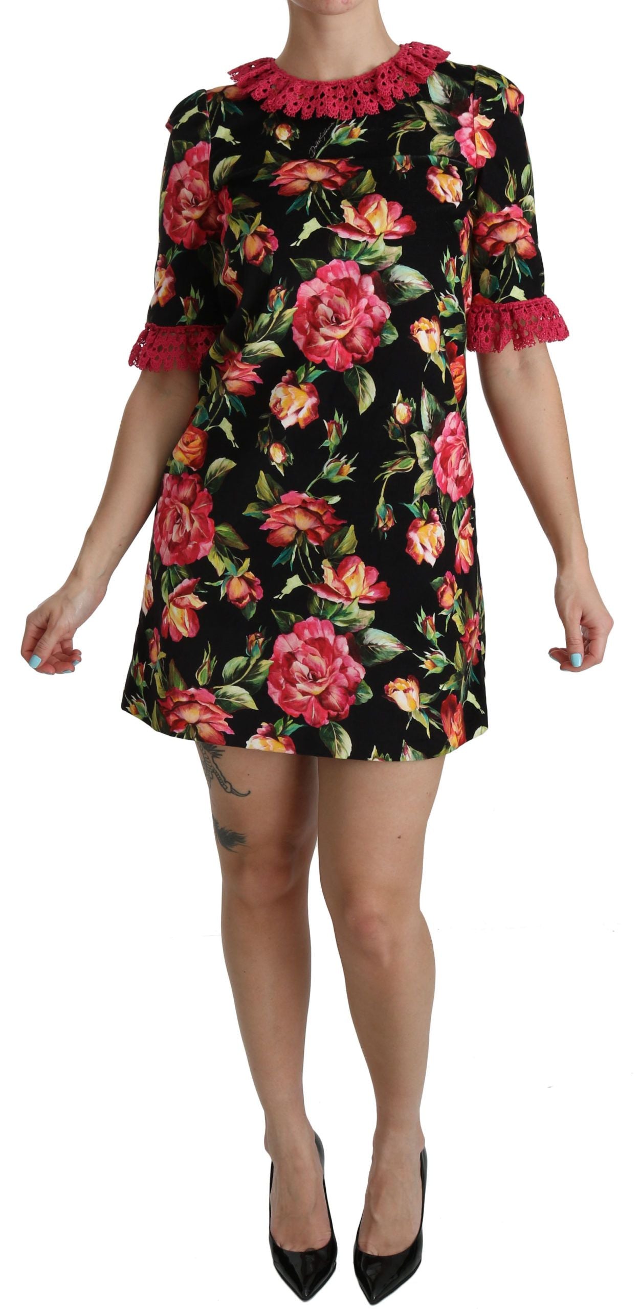 Dolce &amp; Gabbana – Elegantes Minikleid in A-Linie mit Blumenspitze