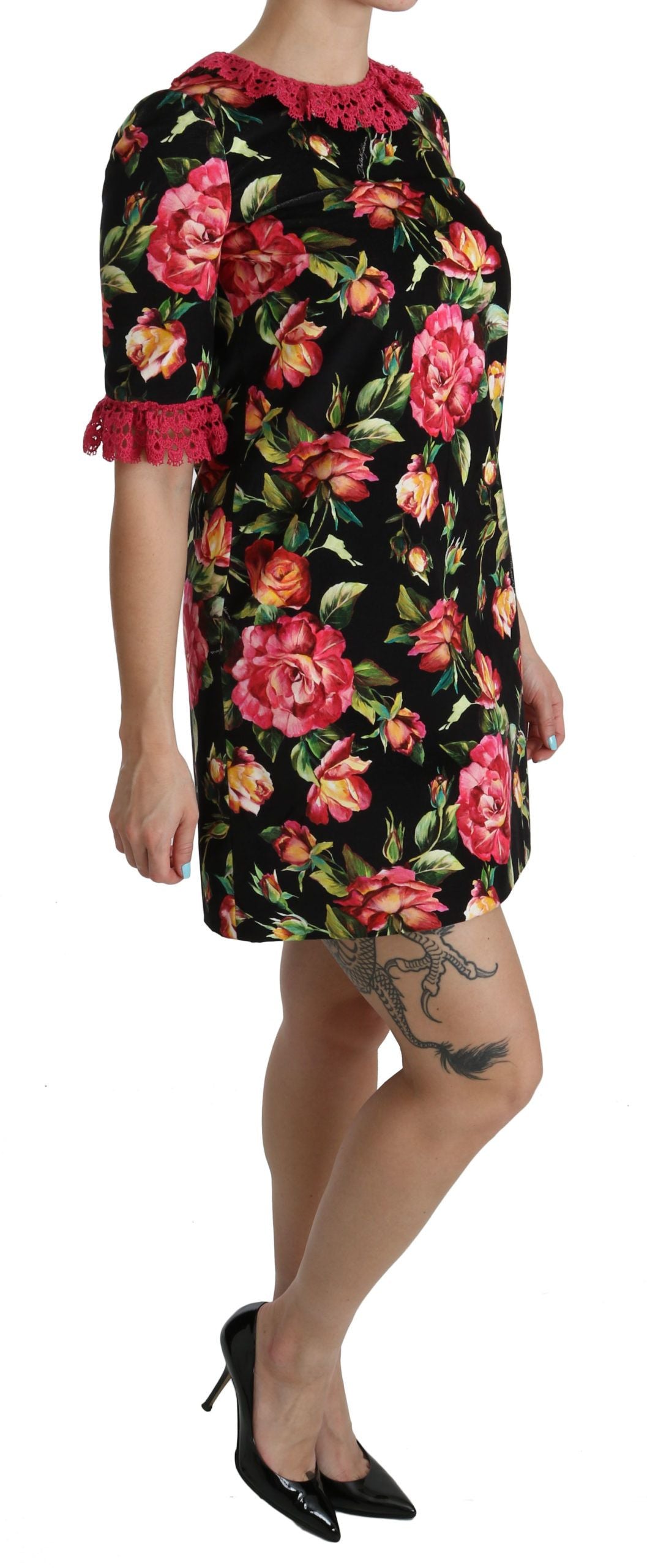Dolce &amp; Gabbana – Elegantes Minikleid in A-Linie mit Blumenspitze