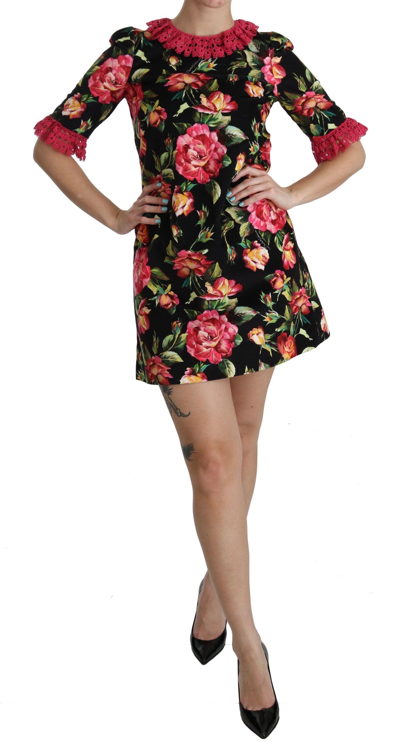 Dolce &amp; Gabbana – Elegantes Minikleid in A-Linie mit Blumenspitze