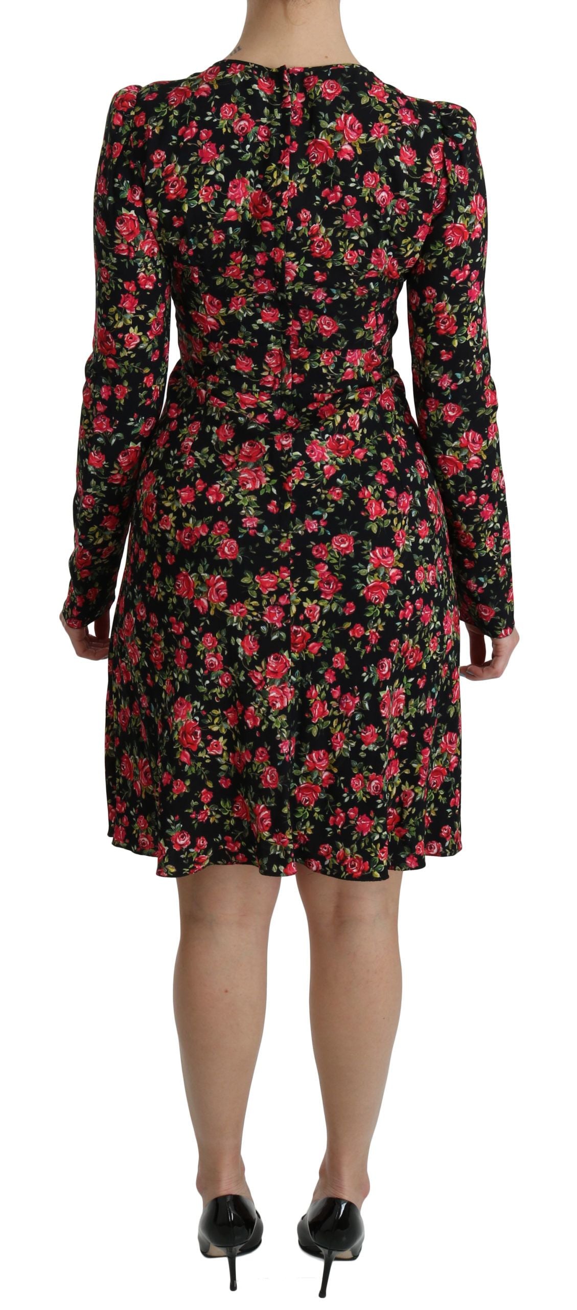 Rochie lungă până la genunchi din viscoză, cu imprimeu floral în formă de A, Dolce &amp; Gabbana