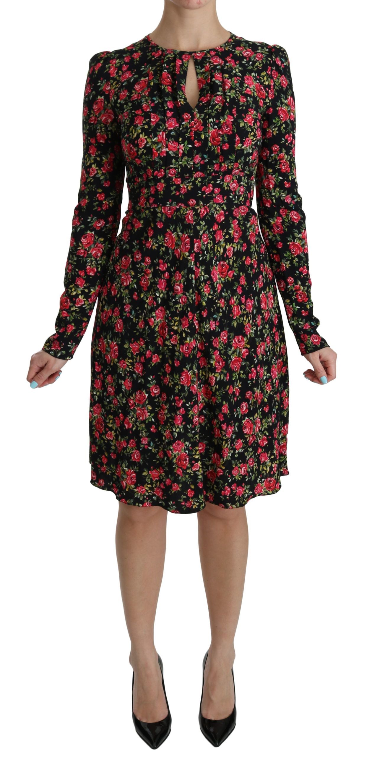 Dolce &amp; Gabbana – Knielanges A-Linien-Kleid aus Viskose mit Blumenmuster