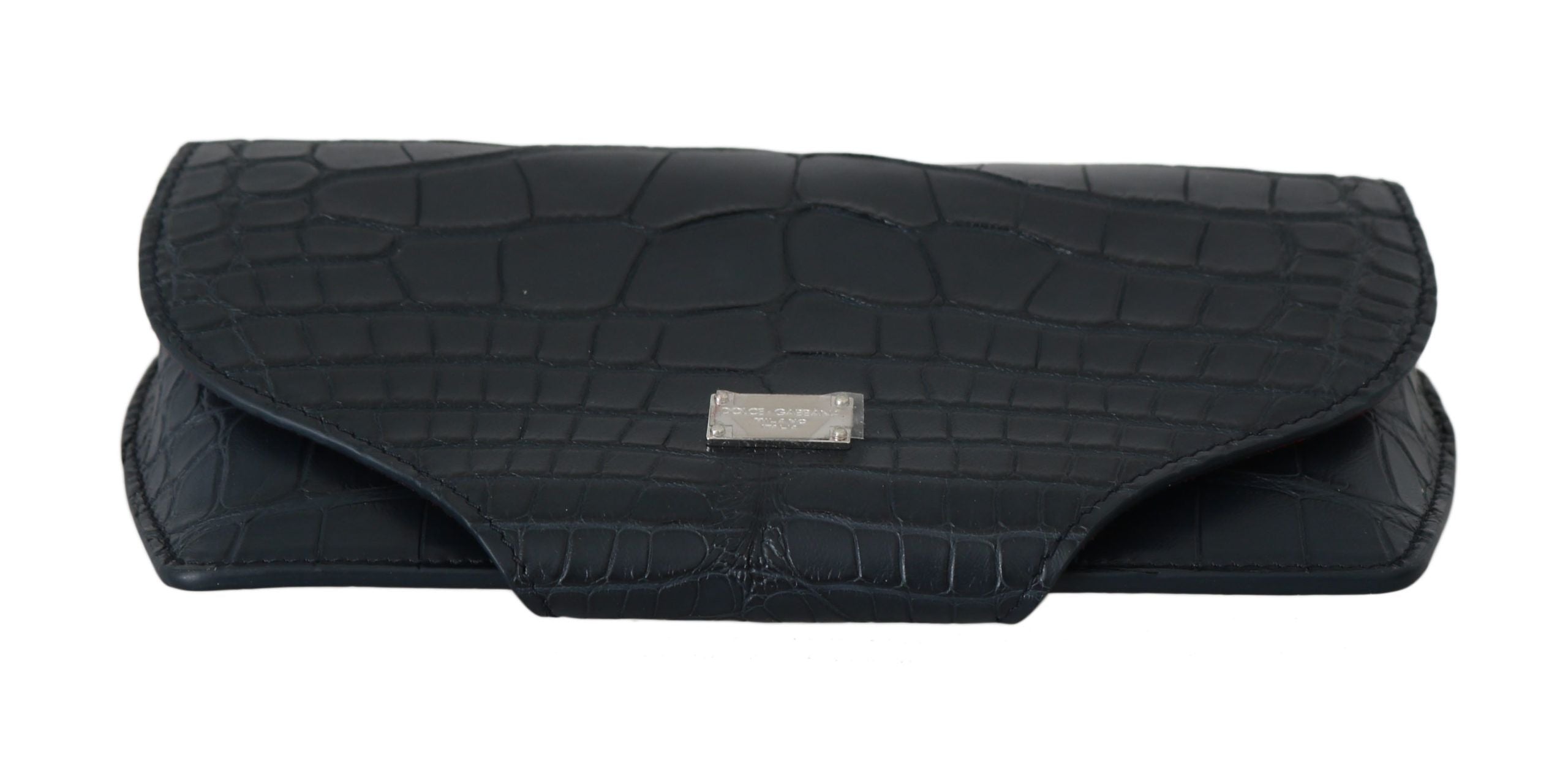 Dolce &amp; Gabbana – Elegantes Brillenetui aus blauem Krokodilleder