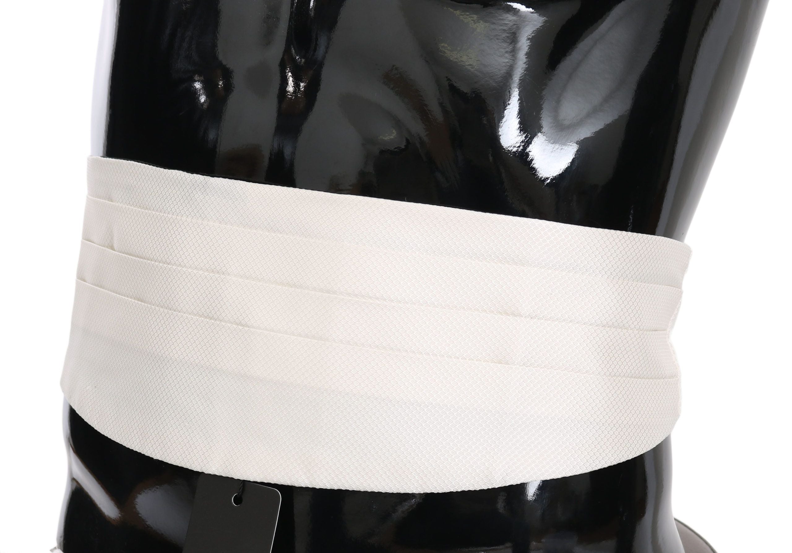 Dolce &amp; Gabbana Eleganter Kummerbund aus Seide in Weiß mit Muster