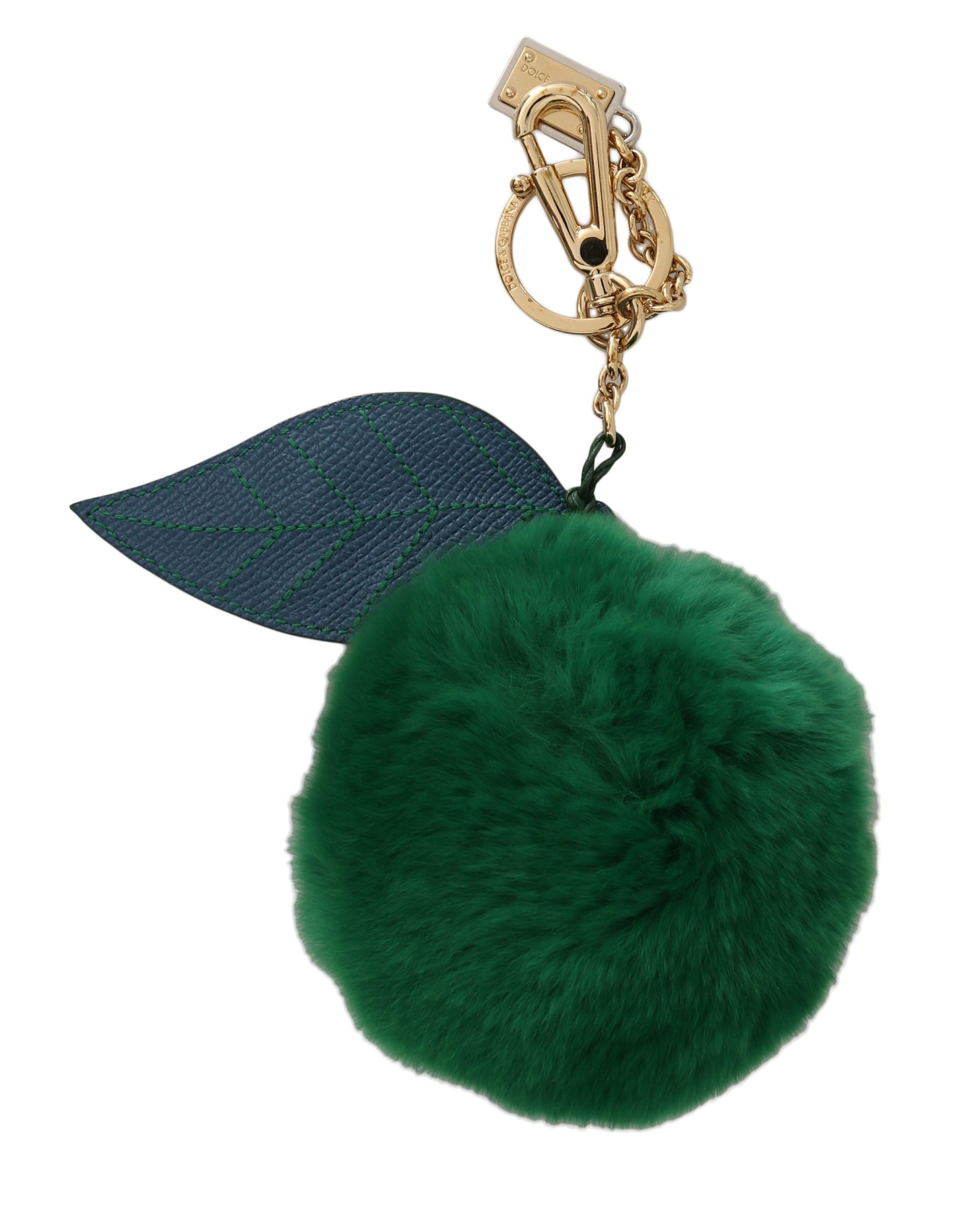 Breloc elegant cu bilă de blană tricoloră Dolce &amp; Gabbana
