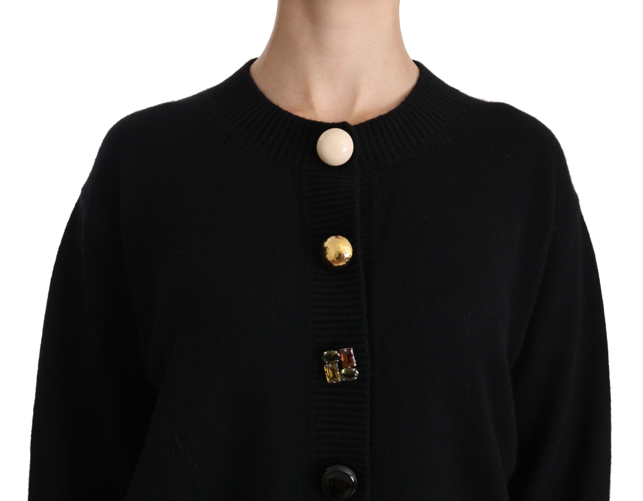 Dolce &amp; Gabbana Elegantes schwarzes Kaschmir-Cardigan-Oberteil