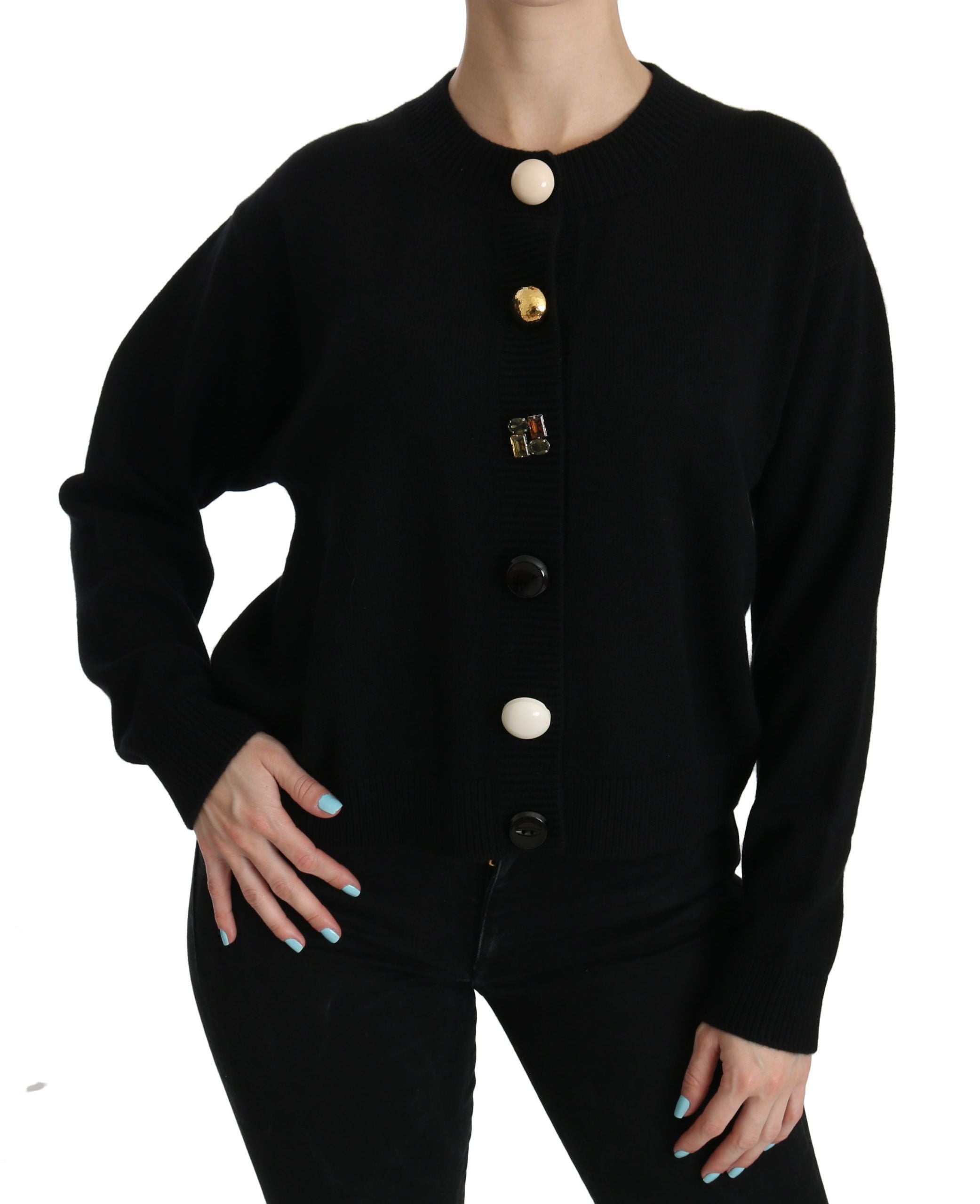 Dolce &amp; Gabbana Elegantes schwarzes Kaschmir-Cardigan-Oberteil