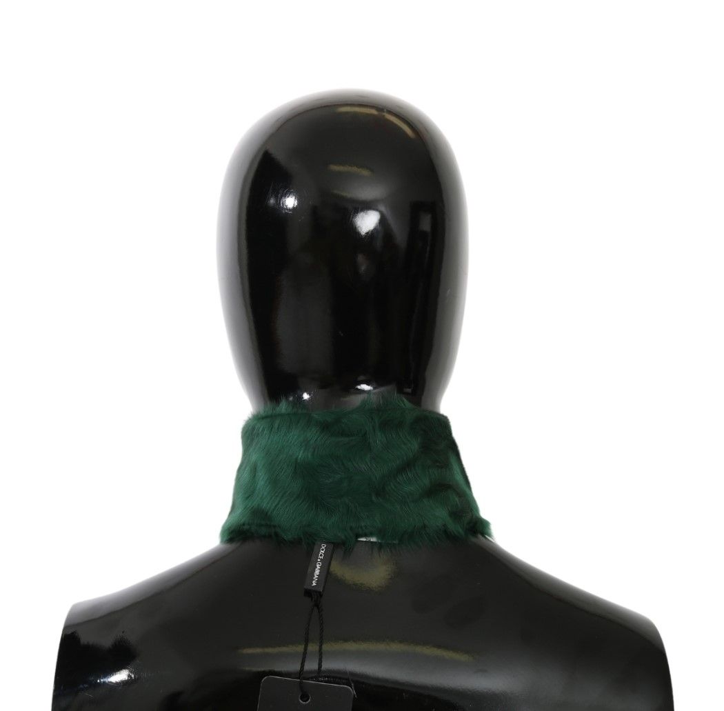 Eșarfă luxoasă din piele de miel verde Dolce &amp; Gabbana pentru femei