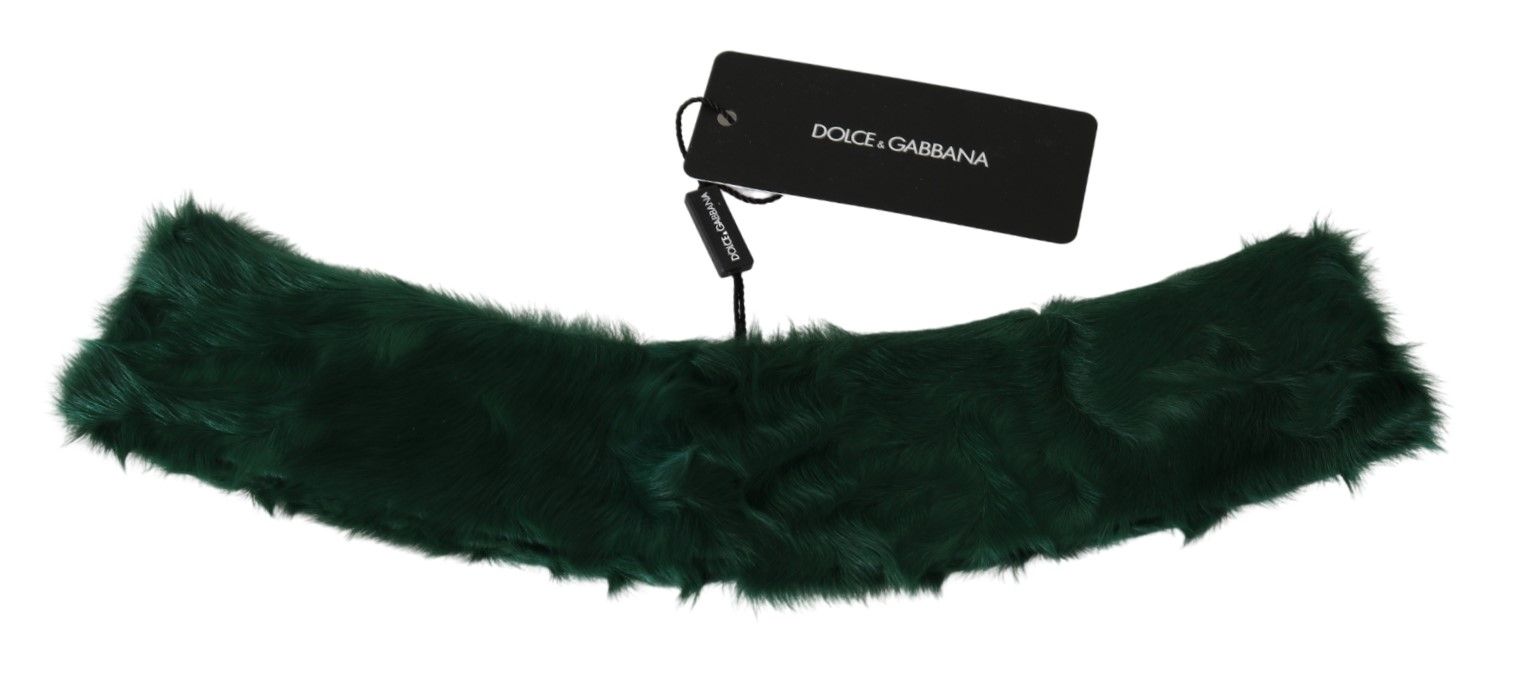 Eșarfă luxoasă din piele de miel verde Dolce &amp; Gabbana pentru femei