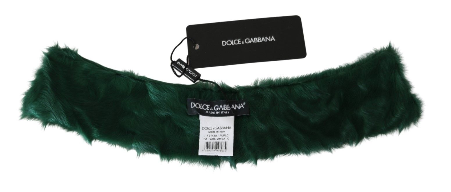 Eșarfă luxoasă din piele de miel verde Dolce &amp; Gabbana pentru femei