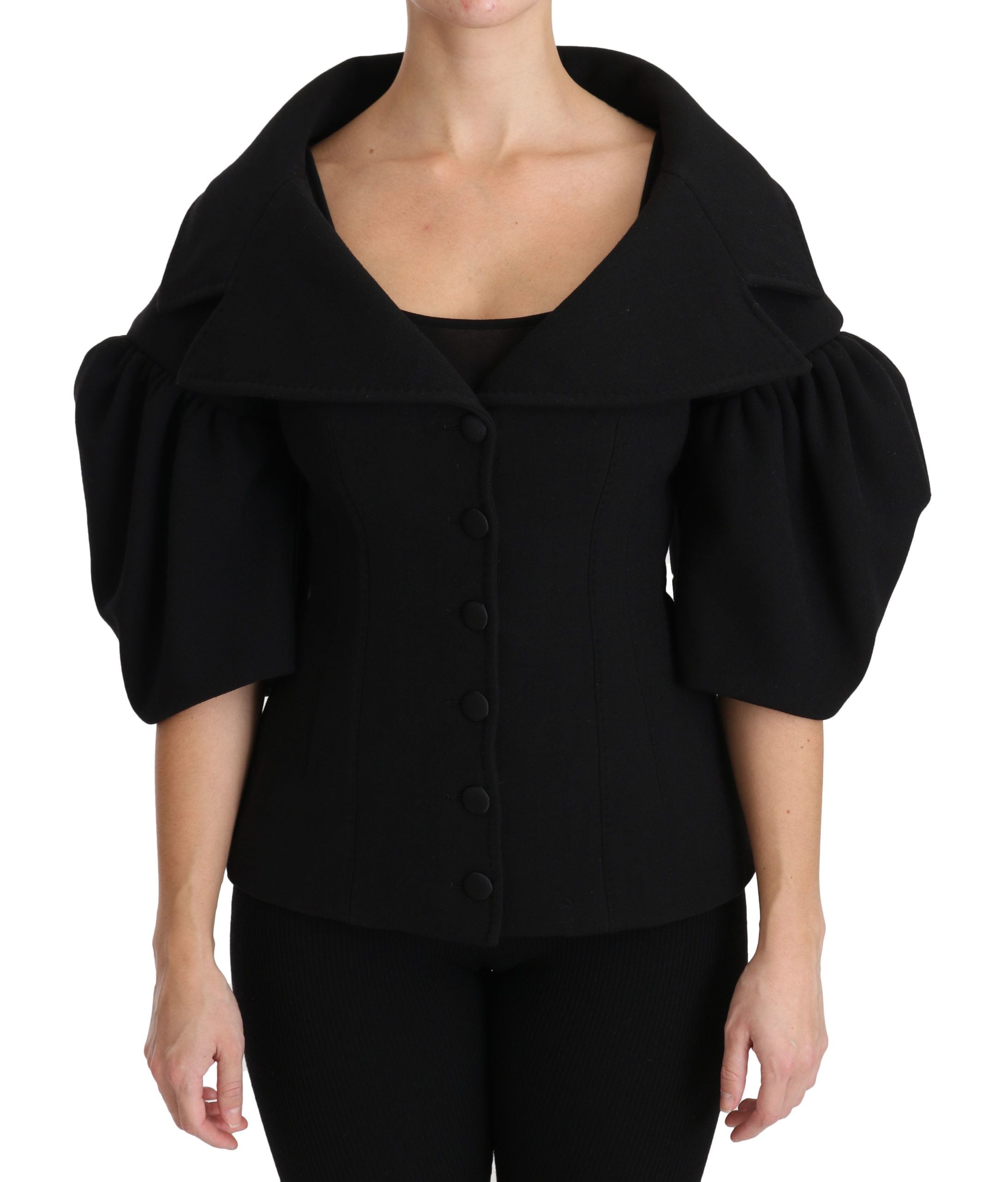 Dolce &amp; Gabbana Eleganter schwarzer Mantel aus Schurwolle