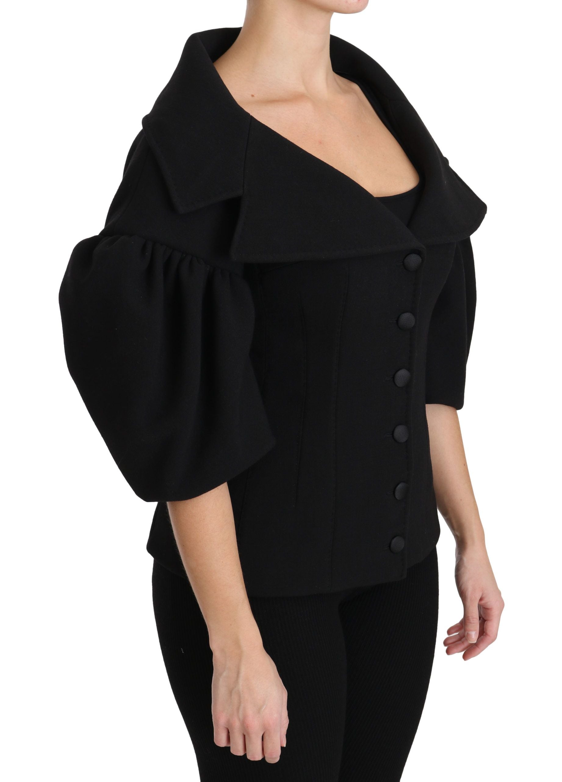 Dolce &amp; Gabbana Eleganter schwarzer Mantel aus Schurwolle