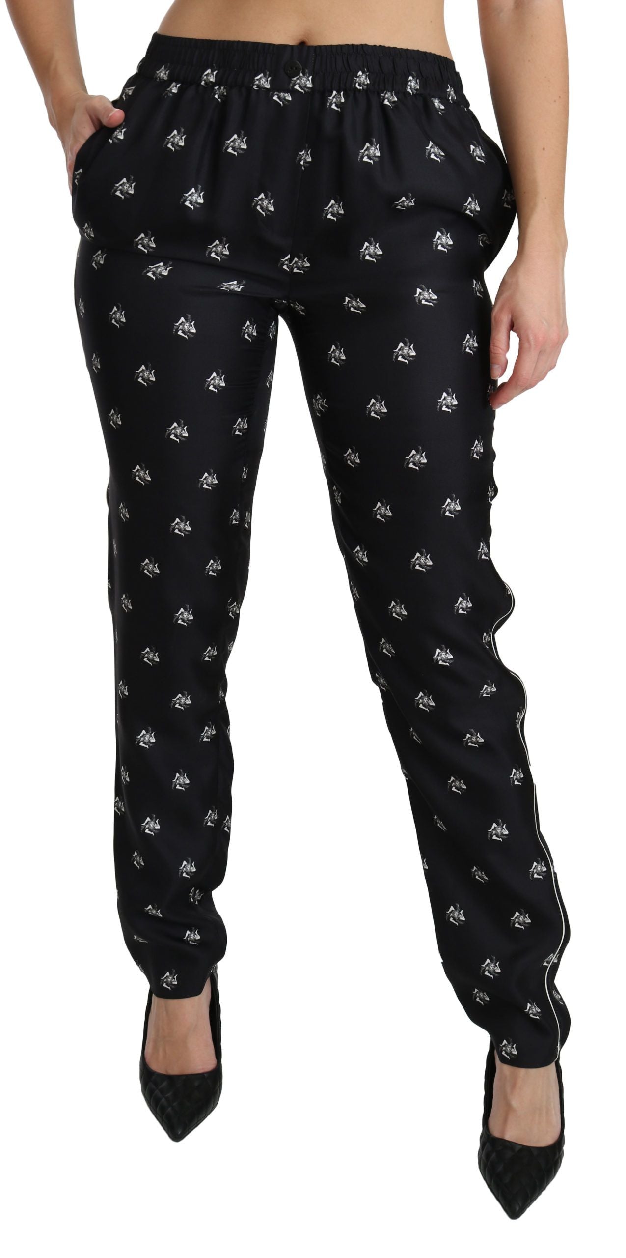 Dolce &amp; Gabbana Pantaloni skinny eleganți din mătase cu talie medie