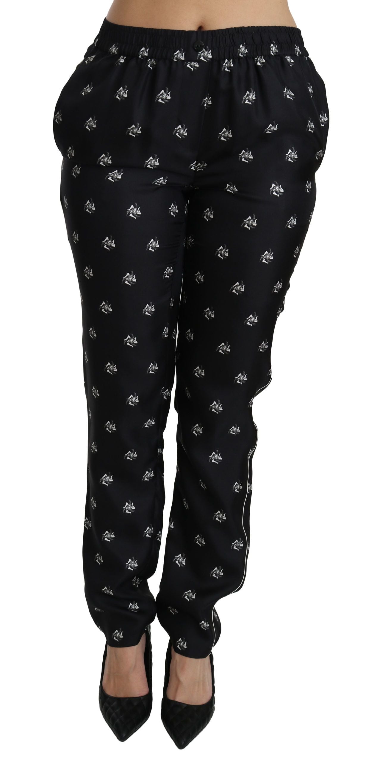 Dolce &amp; Gabbana Elegante Skinny-Hose aus Seide mit mittlerer Taille