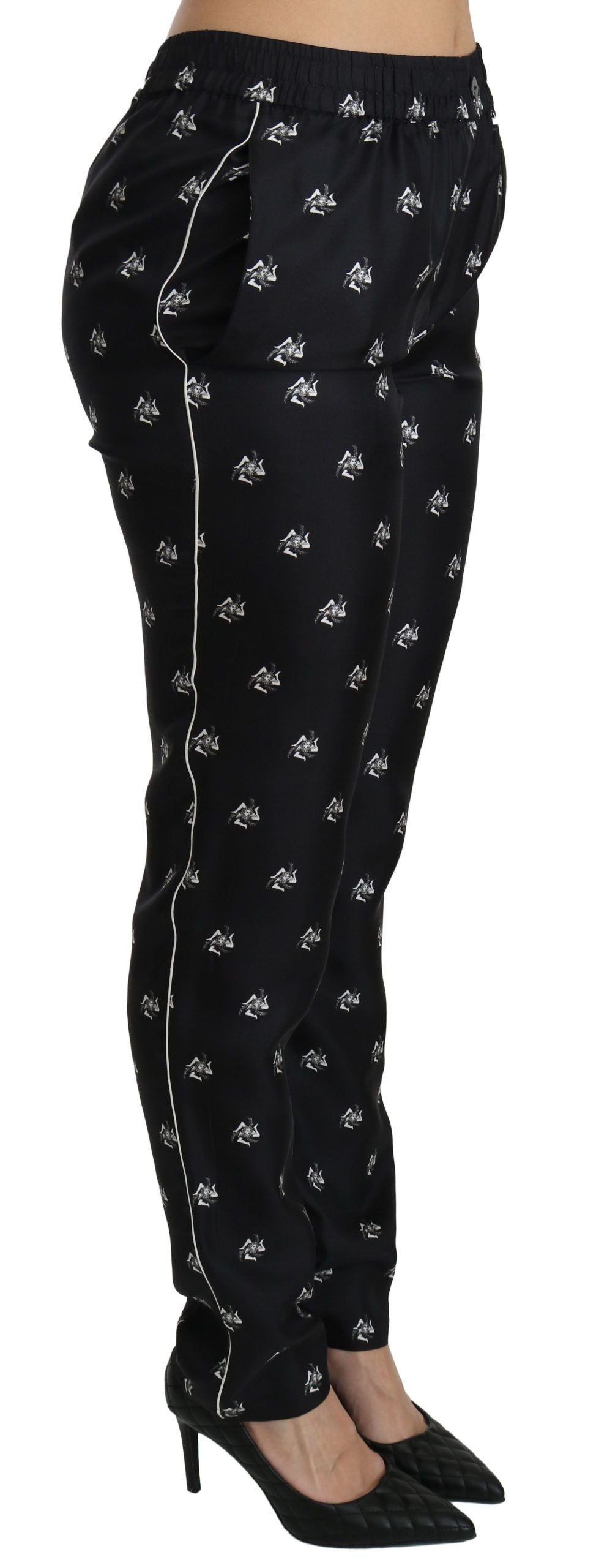 Dolce &amp; Gabbana Pantaloni skinny eleganți din mătase cu talie medie