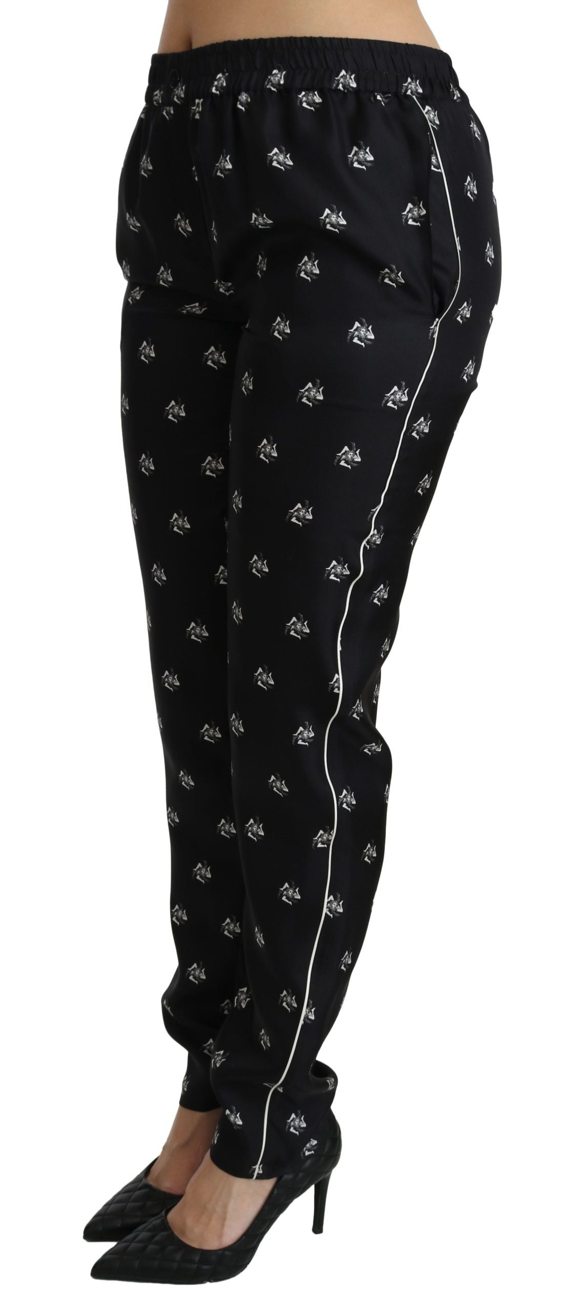 Dolce &amp; Gabbana Pantaloni skinny eleganți din mătase cu talie medie