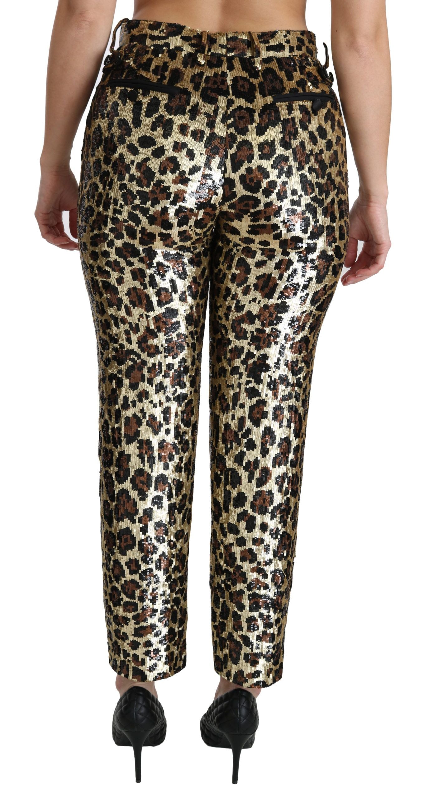 Dolce &amp; Gabbana Schicke Hose mit Leoparden-Pailletten und hoher Taille
