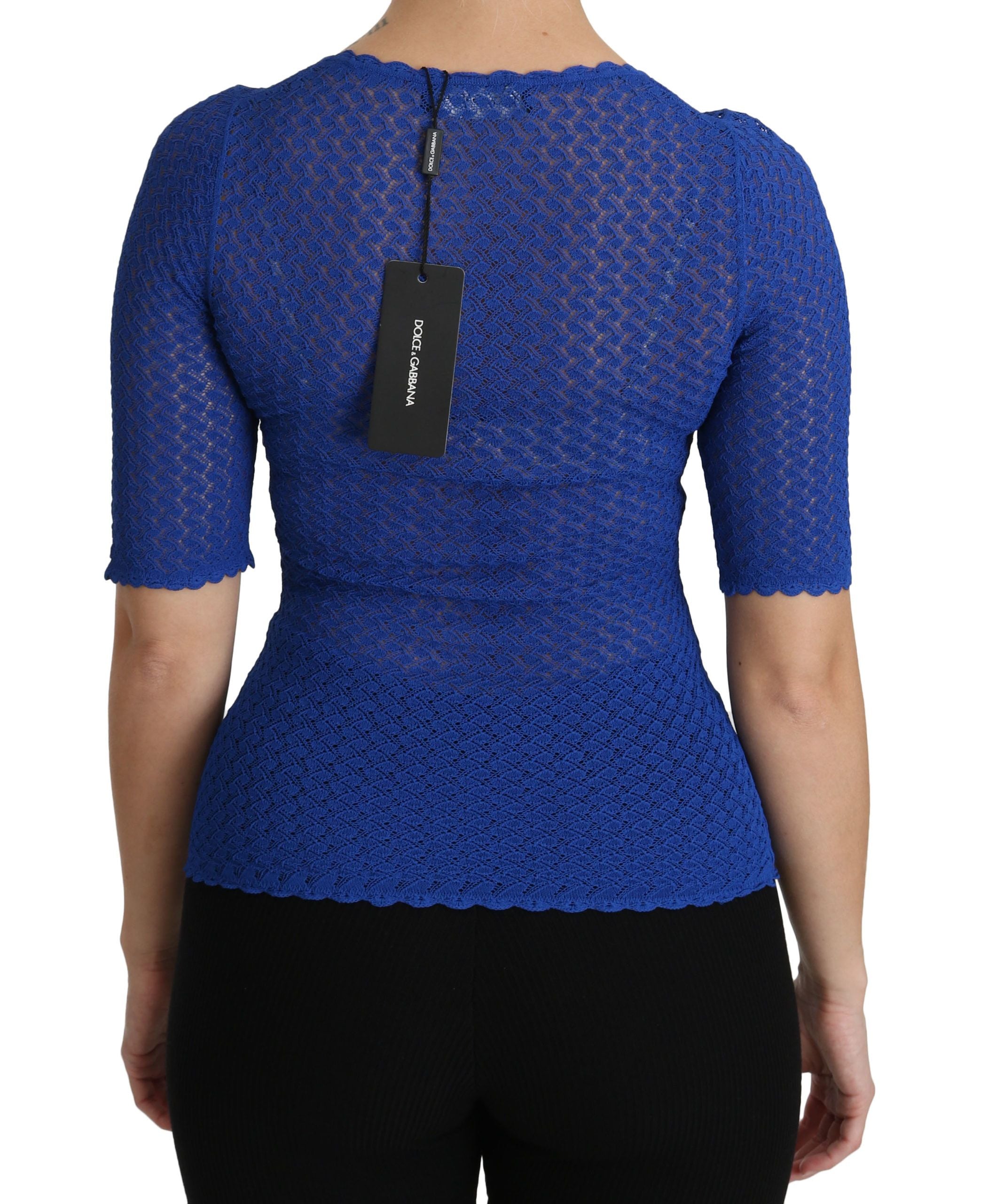 Dolce &amp; Gabbana Elegante blaue transparente Bluse