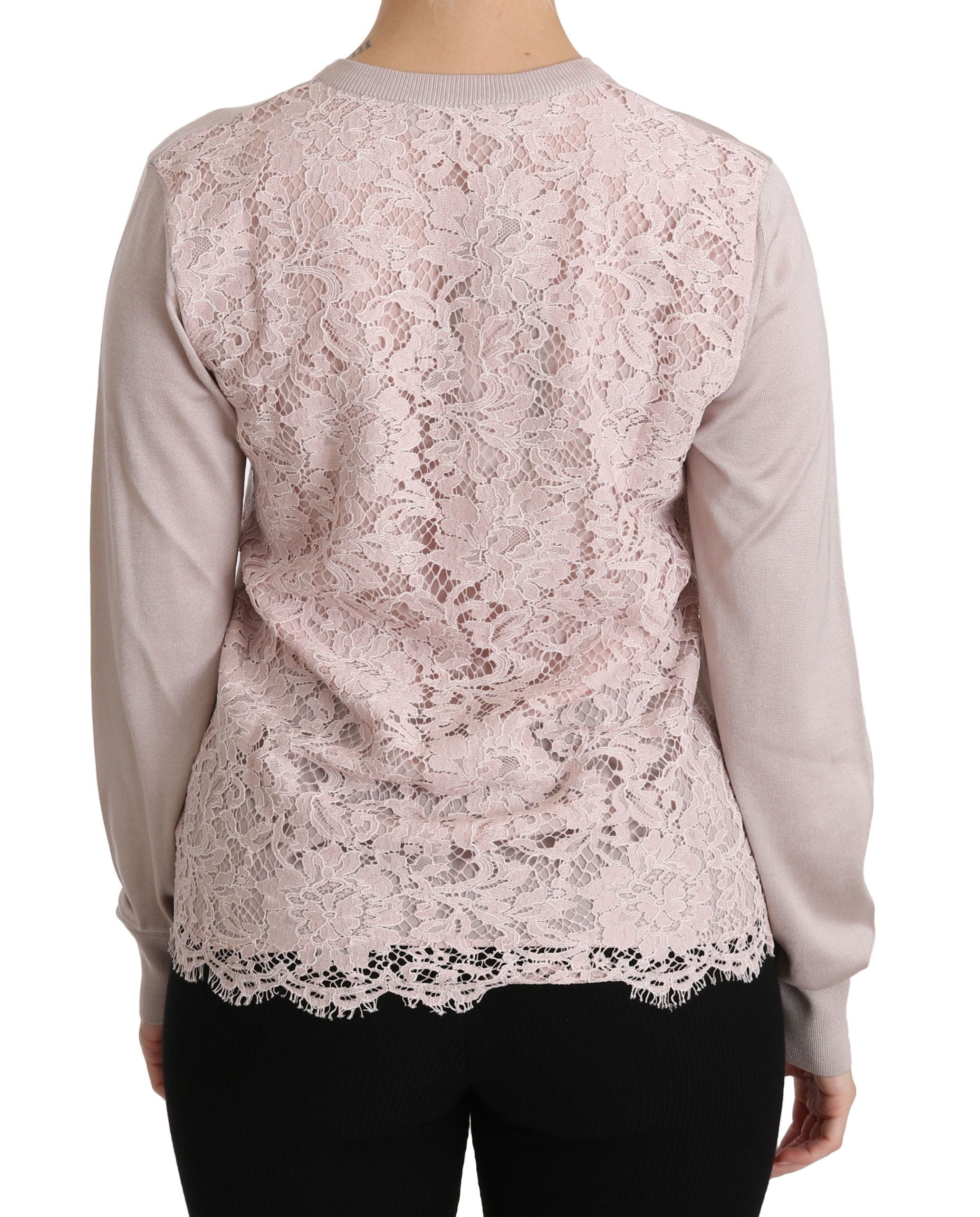 Dolce &amp; Gabbana – Rosa Strickjacke aus Seidenmischung mit Rundhalsausschnitt