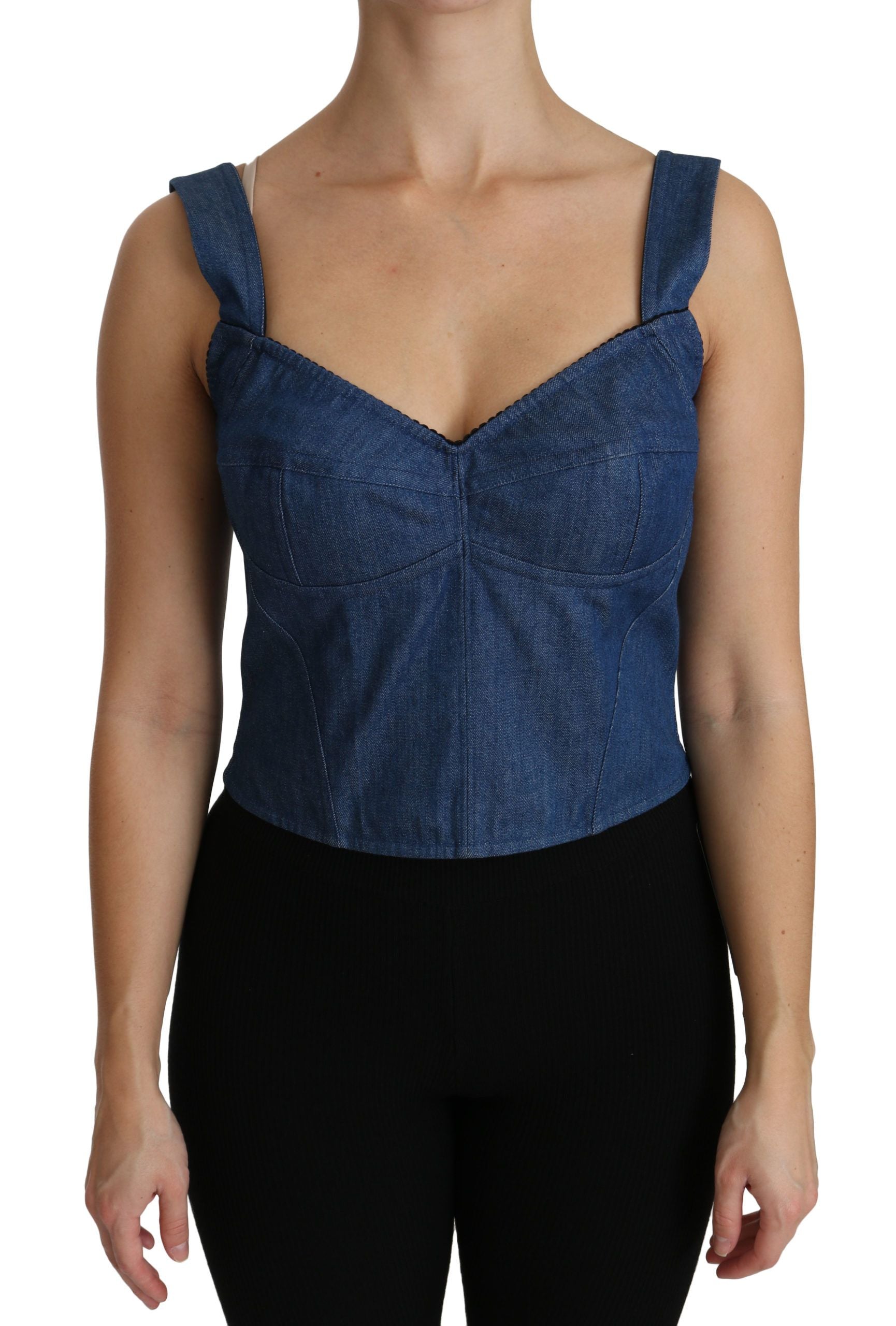Dolce &amp; Gabbana Elegantes ärmelloses Bustier-Top in Blau