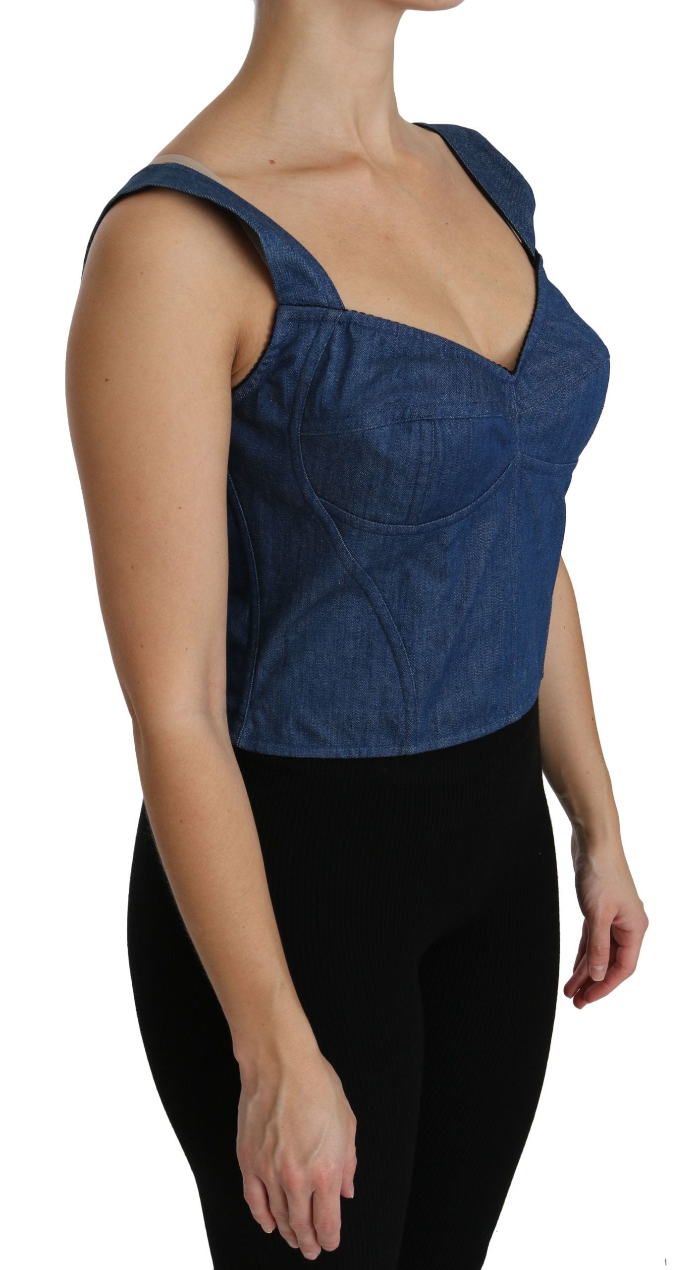 Dolce &amp; Gabbana Elegantes ärmelloses Bustier-Top in Blau