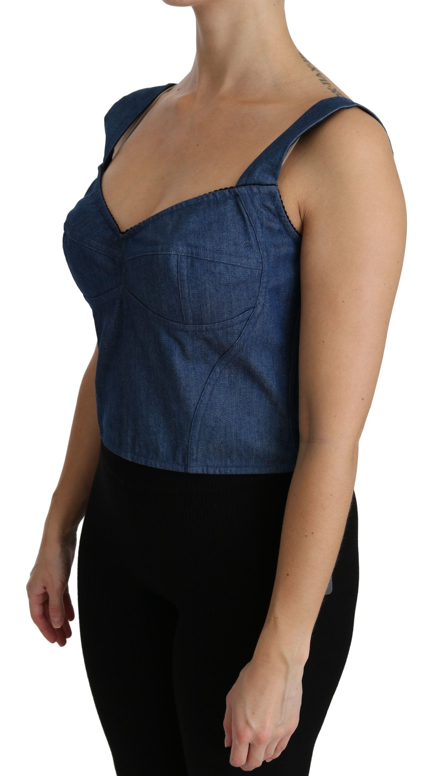 Dolce &amp; Gabbana Elegantes ärmelloses Bustier-Top in Blau