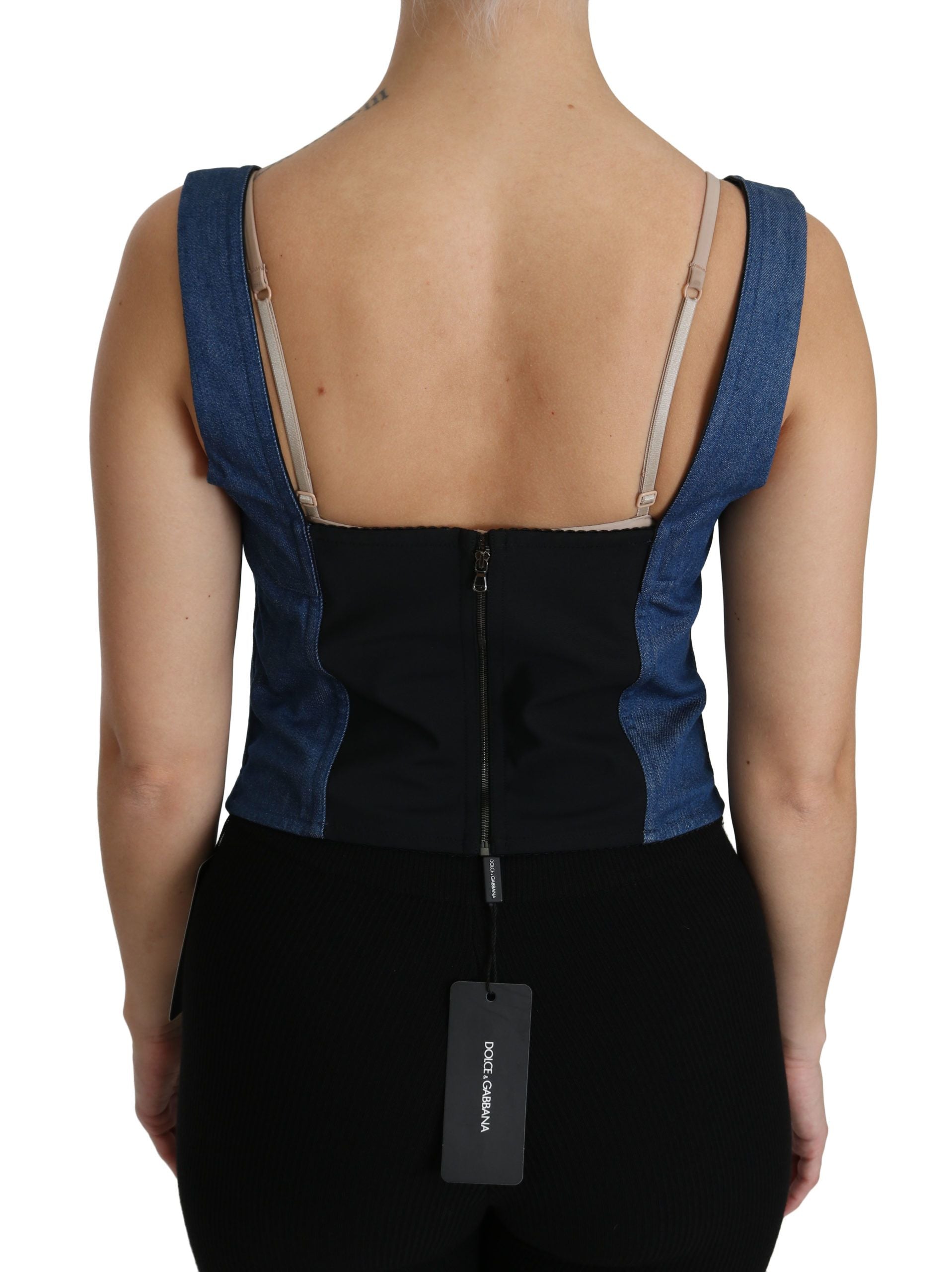Dolce &amp; Gabbana Elegantes ärmelloses Bustier-Top in Blau