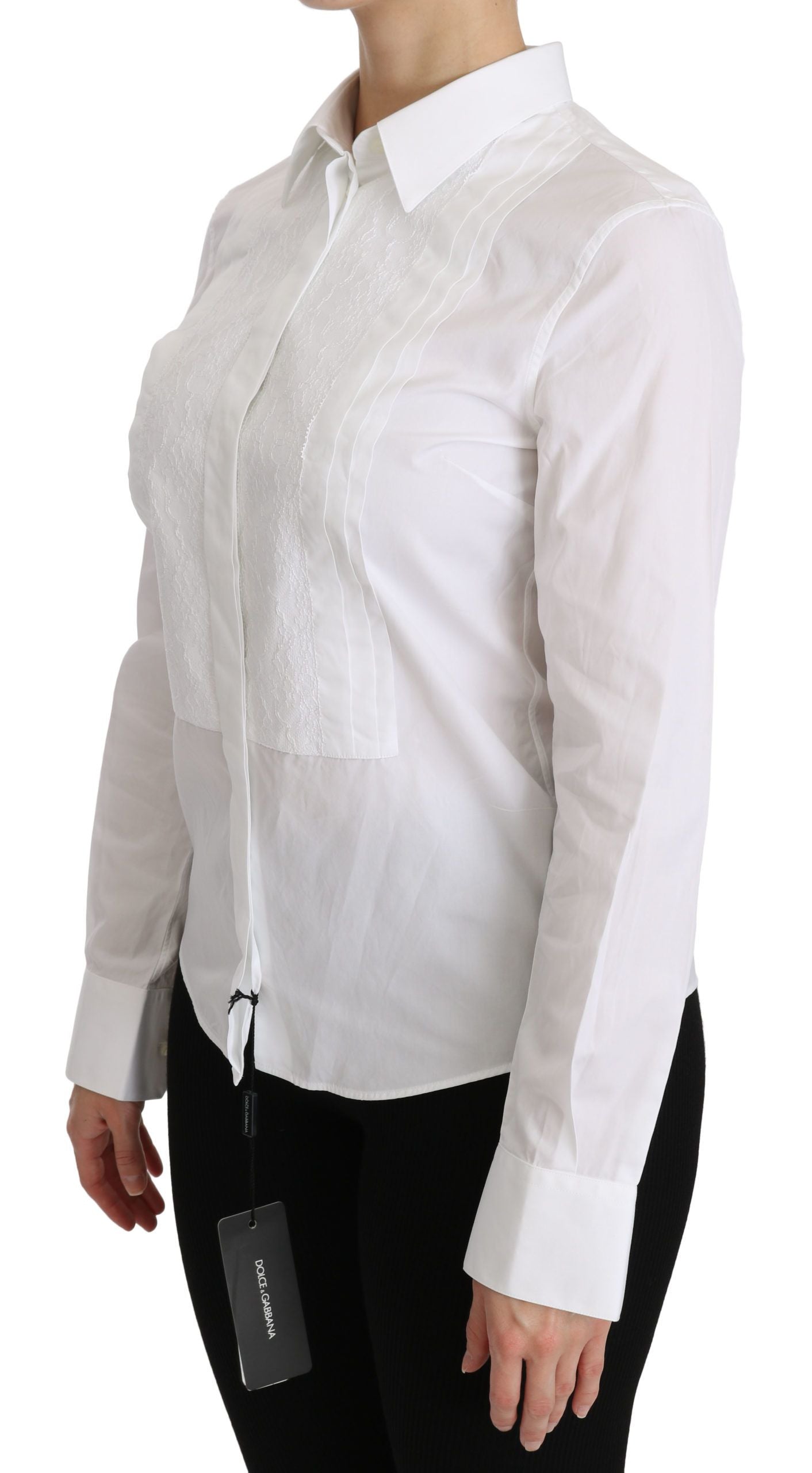 Dolce &amp; Gabbana – Elegantes, weißes Poloshirt mit Kragen und langen Ärmeln