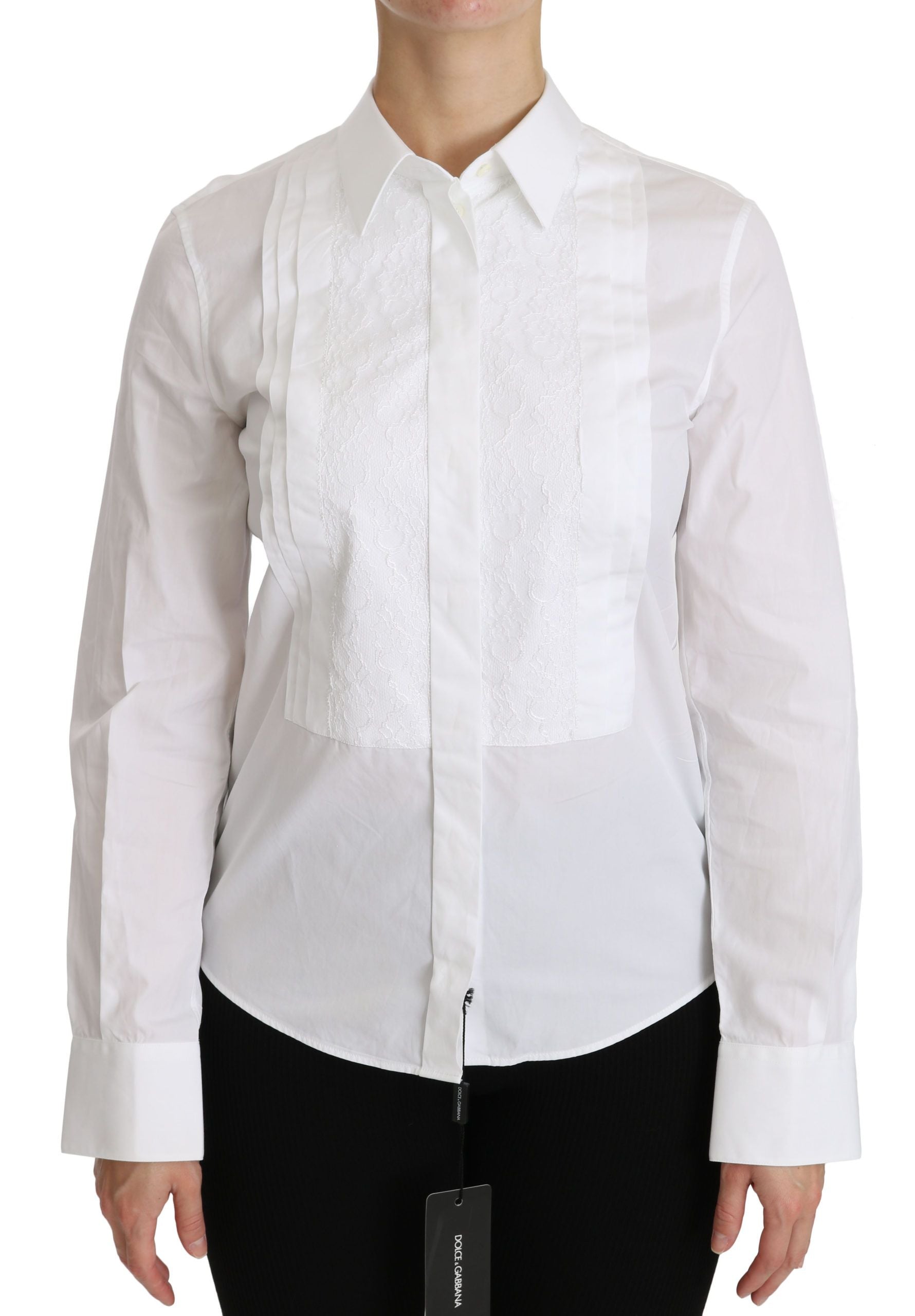 Dolce &amp; Gabbana – Elegantes, weißes Poloshirt mit Kragen und langen Ärmeln