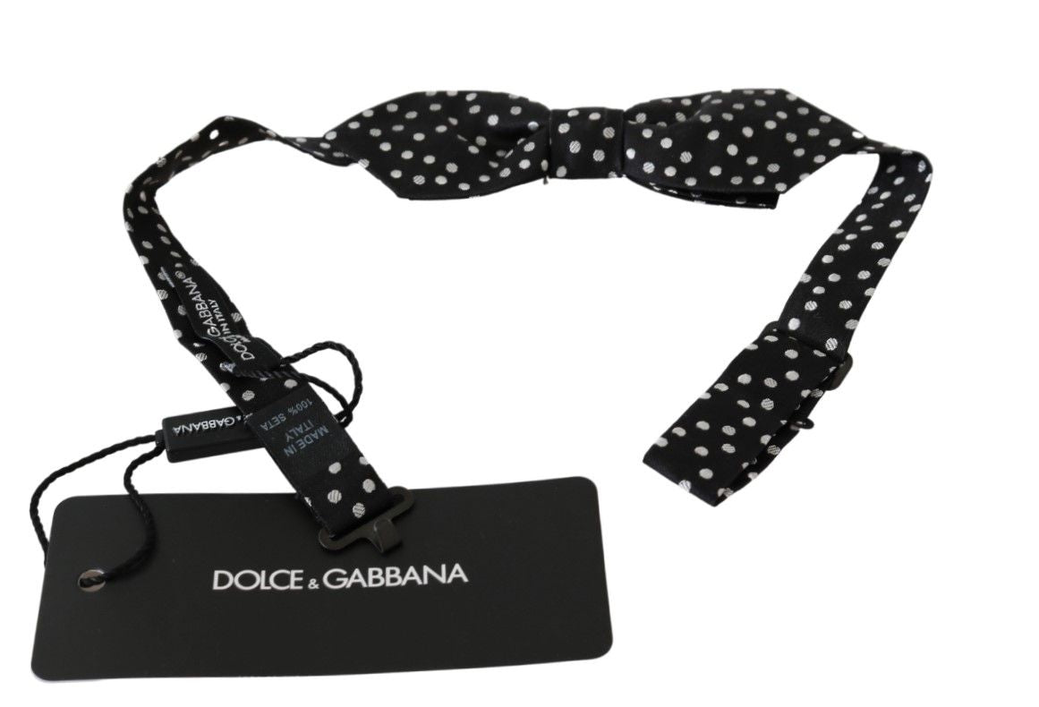 Dolce &amp; Gabbana – Elegante schwarze Seidenfliege mit Punkten